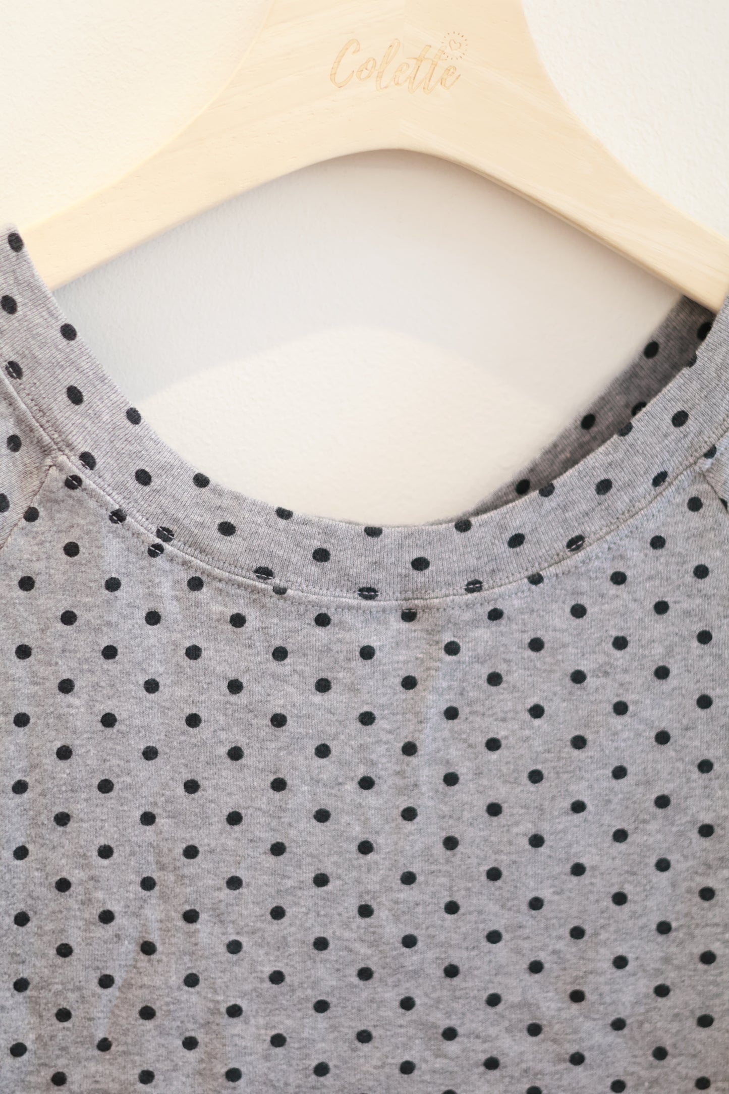 brandy Ginny Polka Dots Top- gray