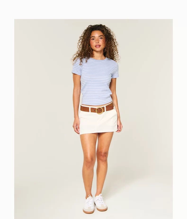HOLLISTER Striped Academy Tee - blue