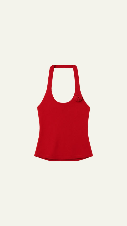 PADDED HALTER ROSE TOP