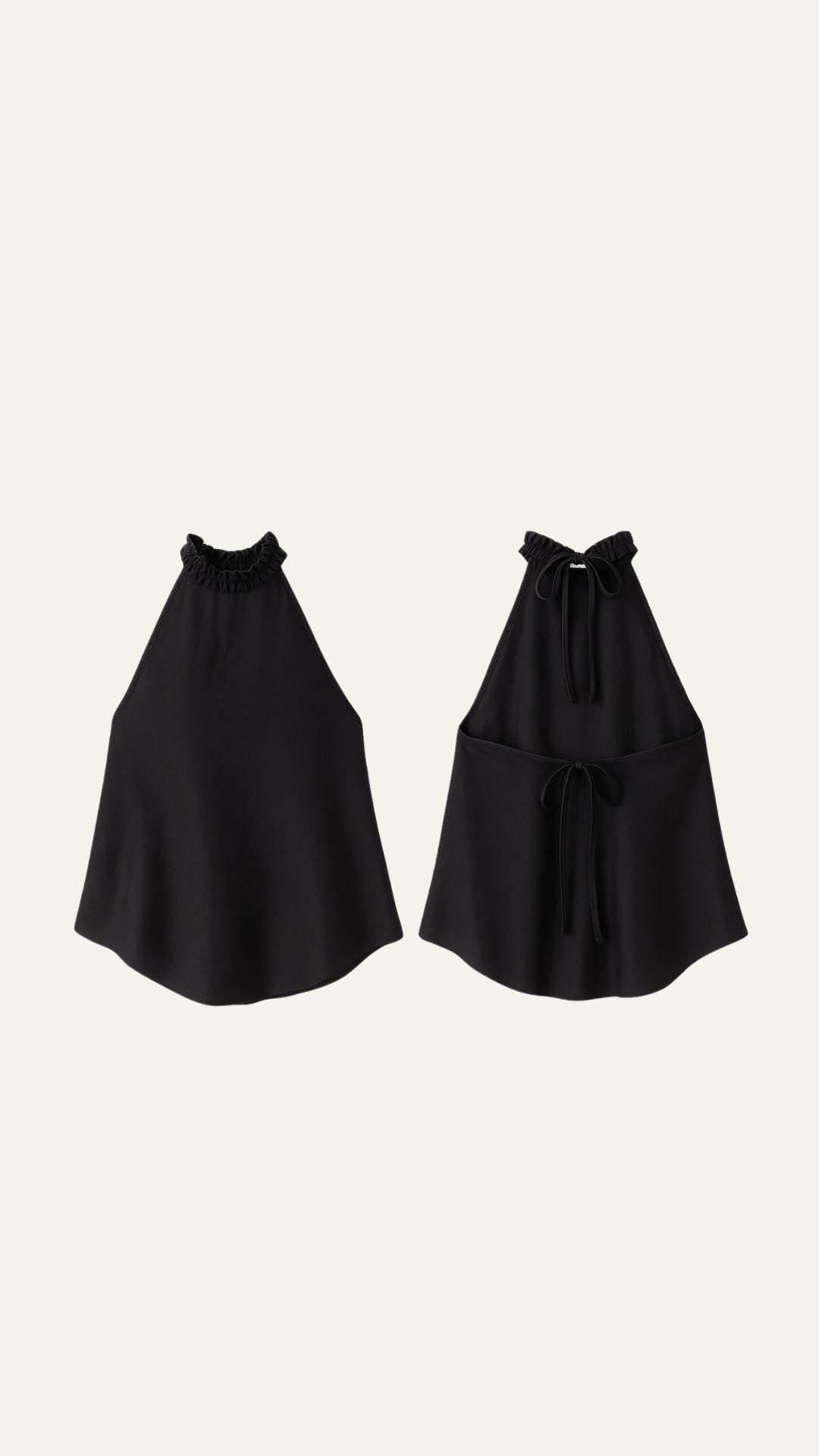 HALTER RUCHED NECK FLOWY TOP (BLACK)