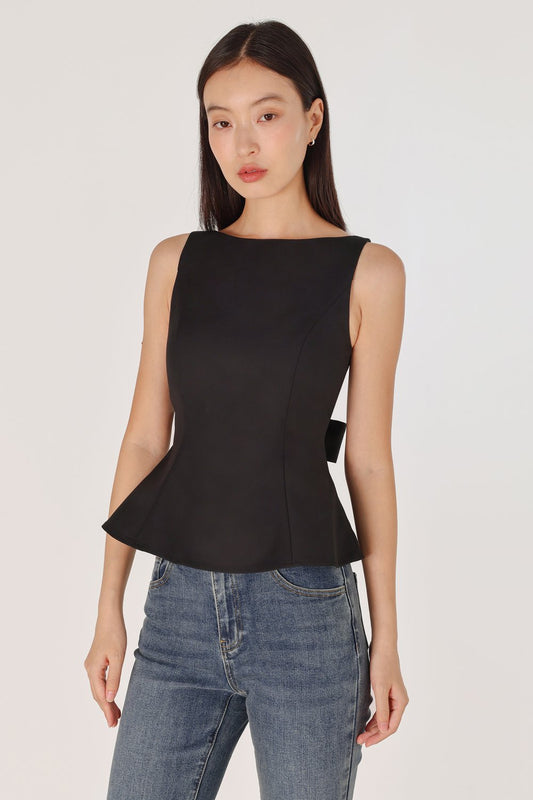LOVET Claudette Padded Tie-Back Top Black-