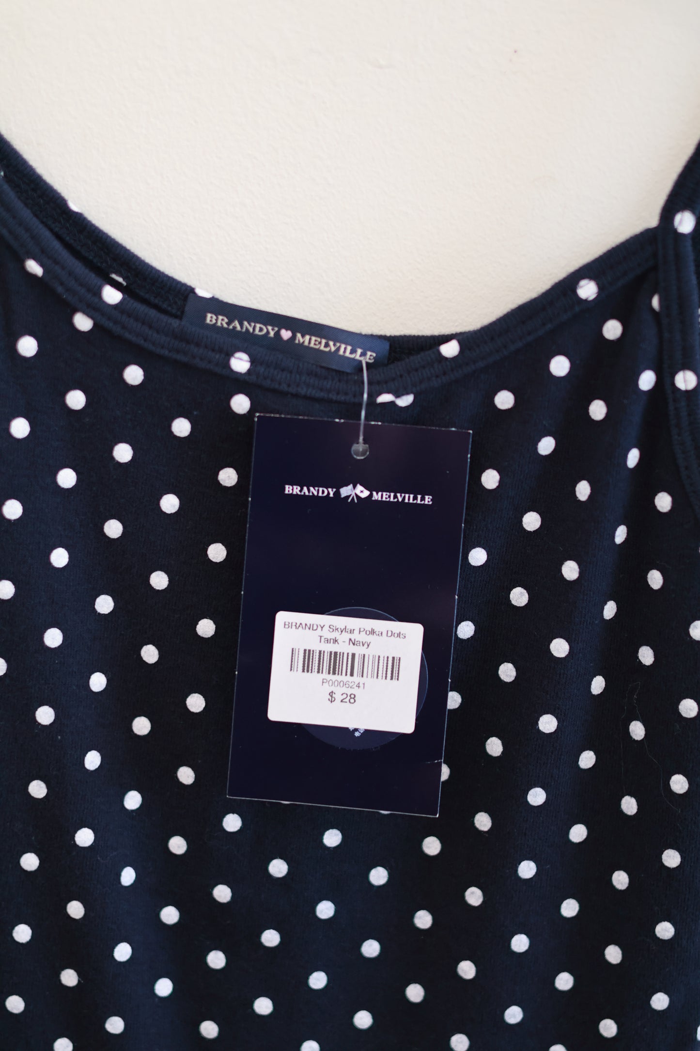 BRANDY Skylar Polka Dots Tank- navy