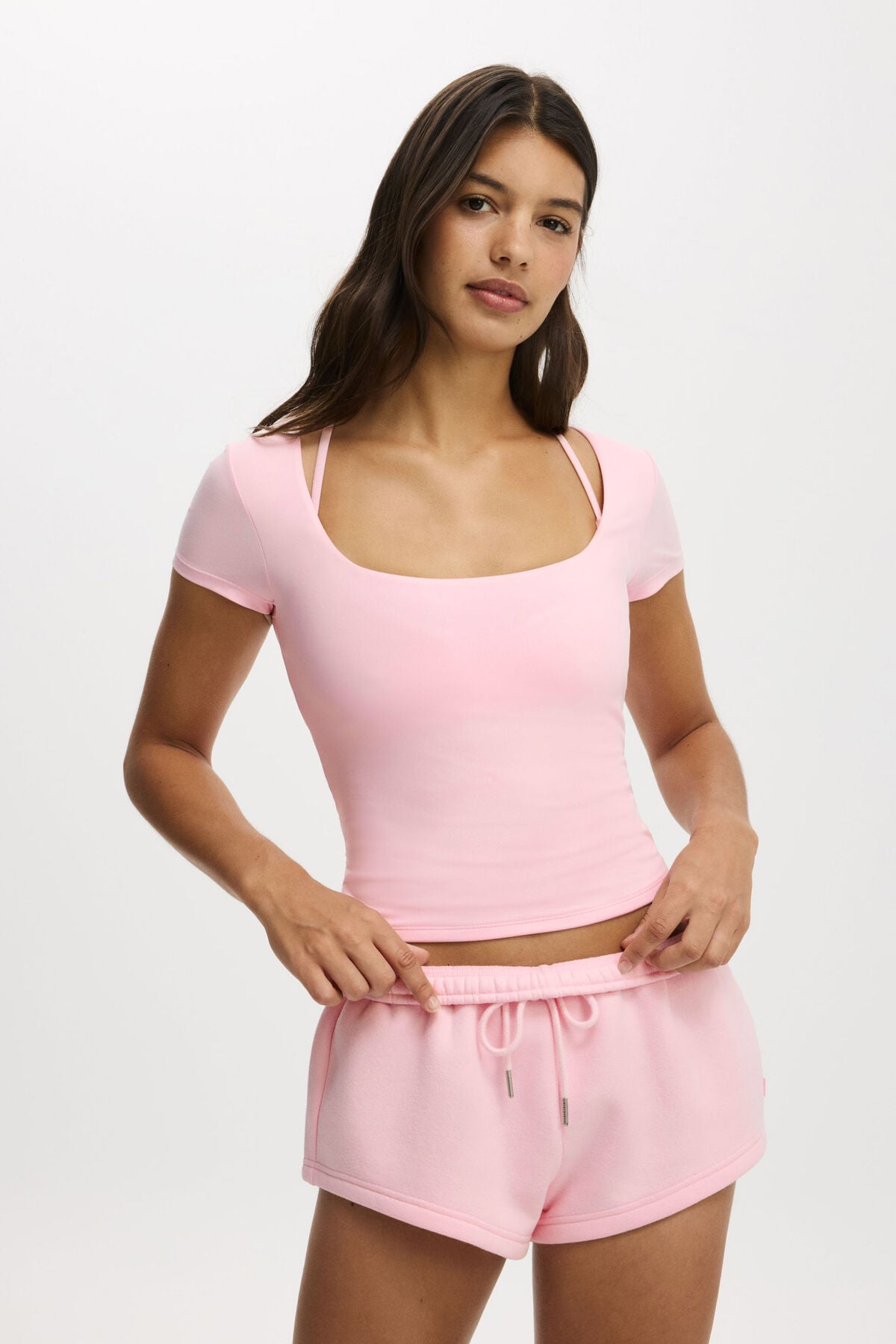COTTON ON BABY PINK SQUARE NECK TOP
