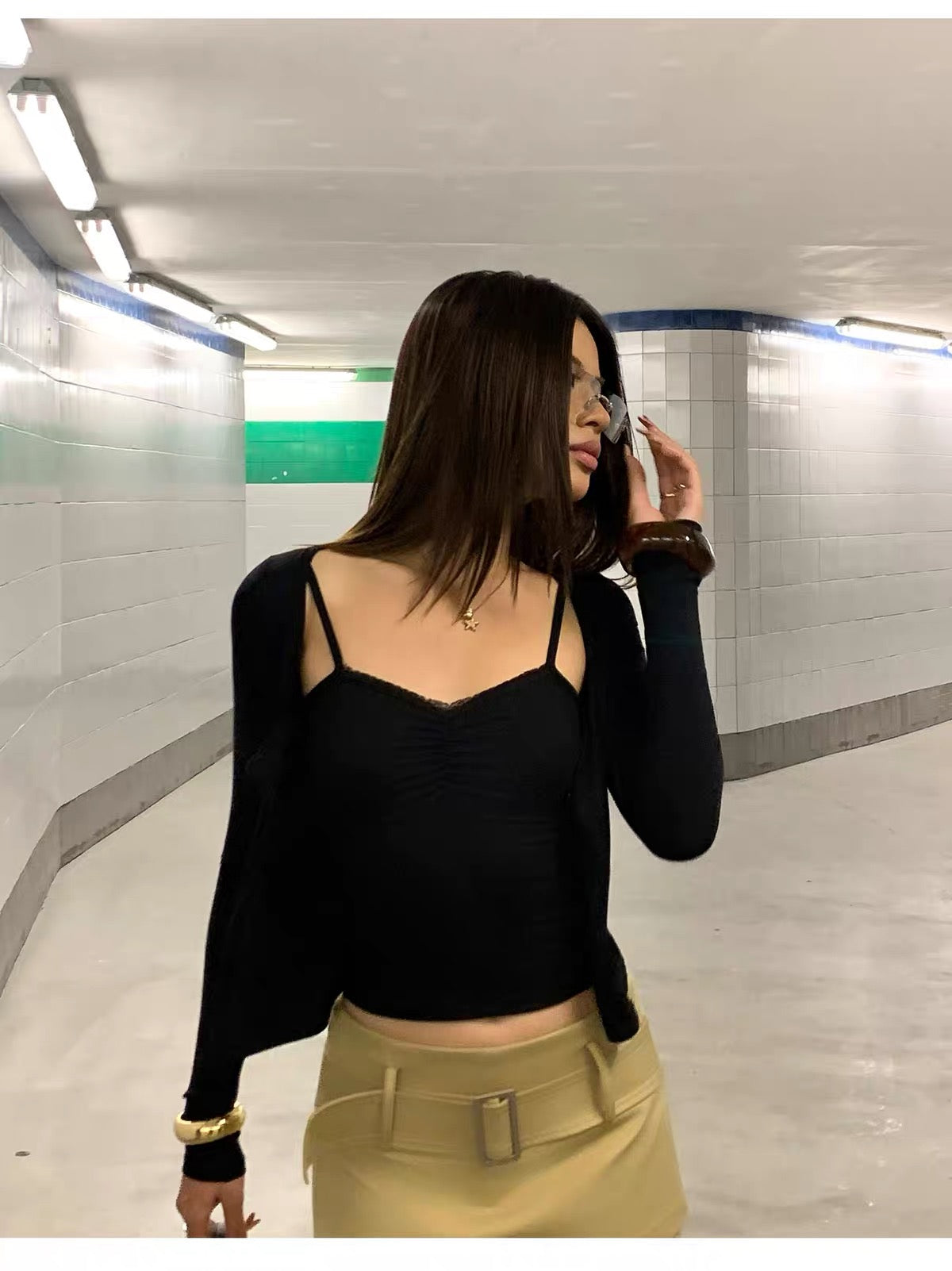 AUD  Two-Piece Long Sleeve Lace Top