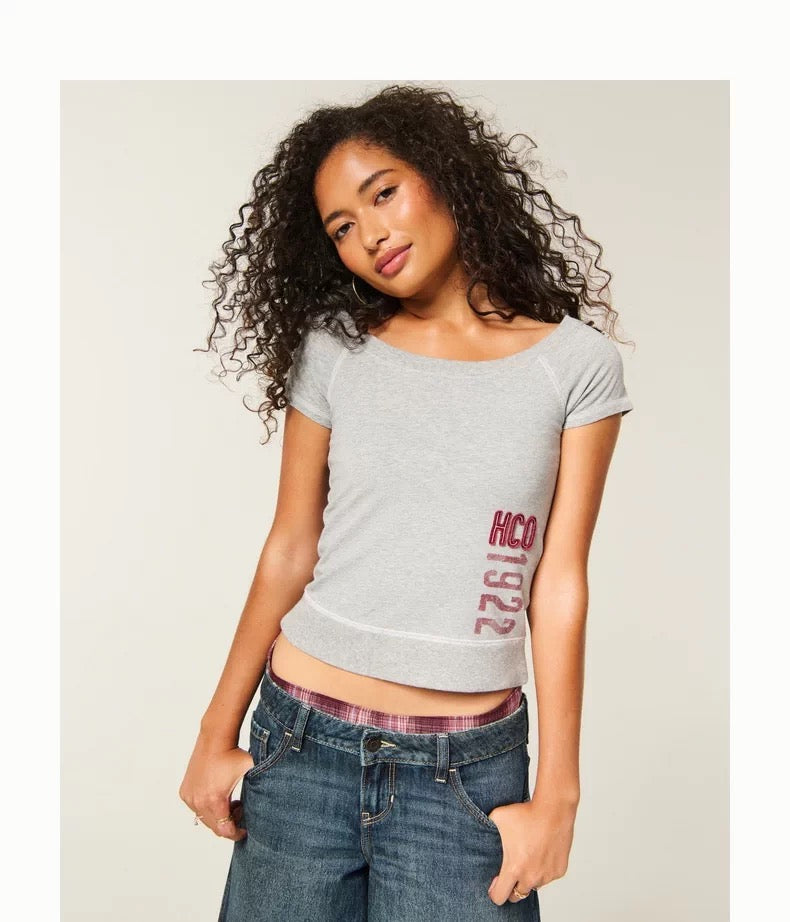 Hollister Grey Logo Baby Tee