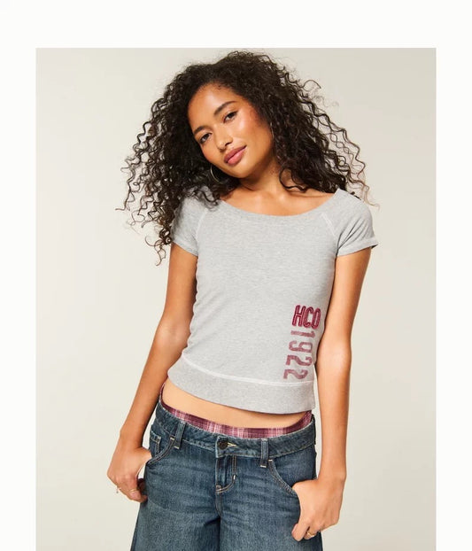 Hollister Grey Logo Baby Tee