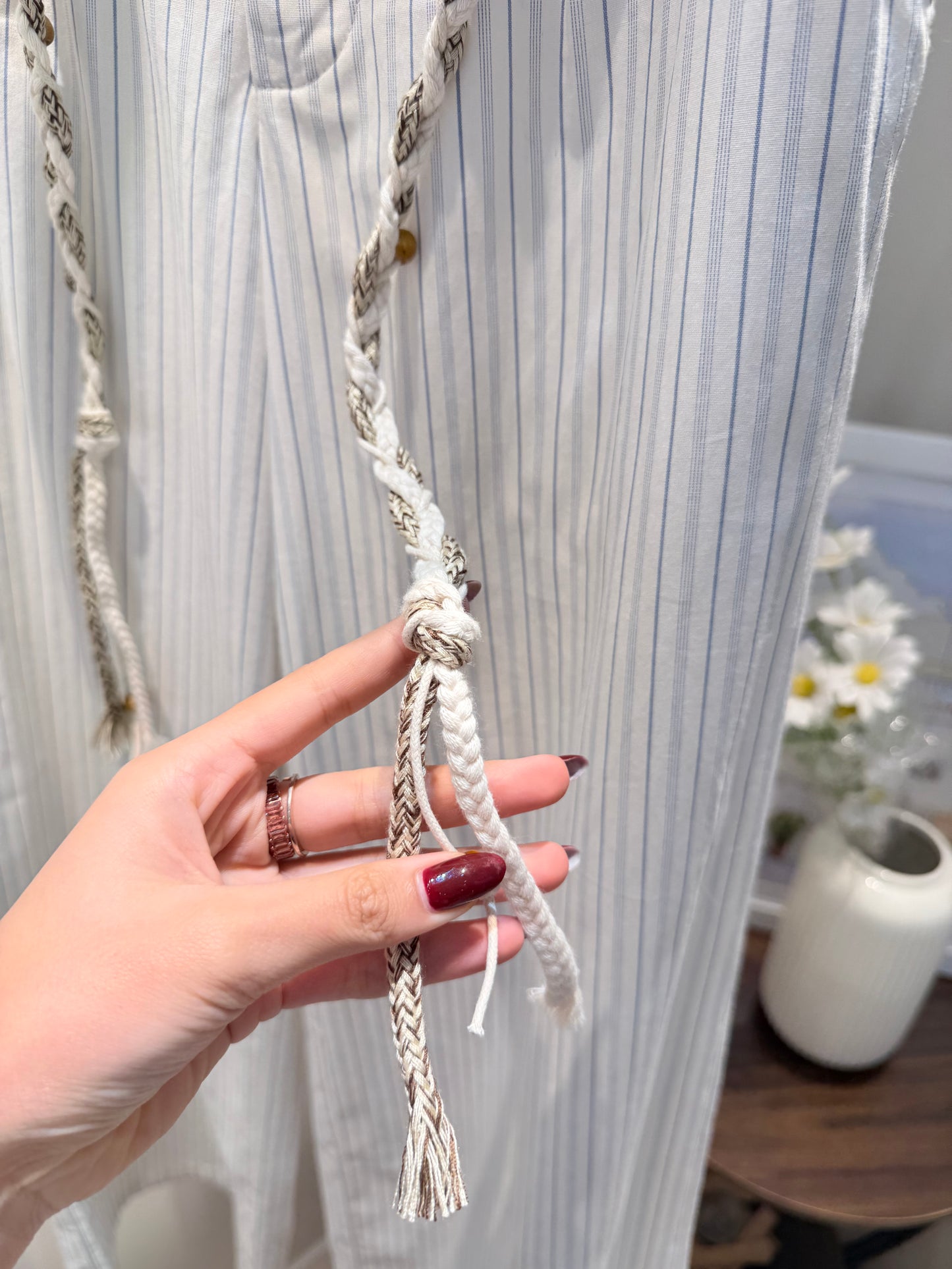 BEIGE STRIPES + BELT BOTTOMS