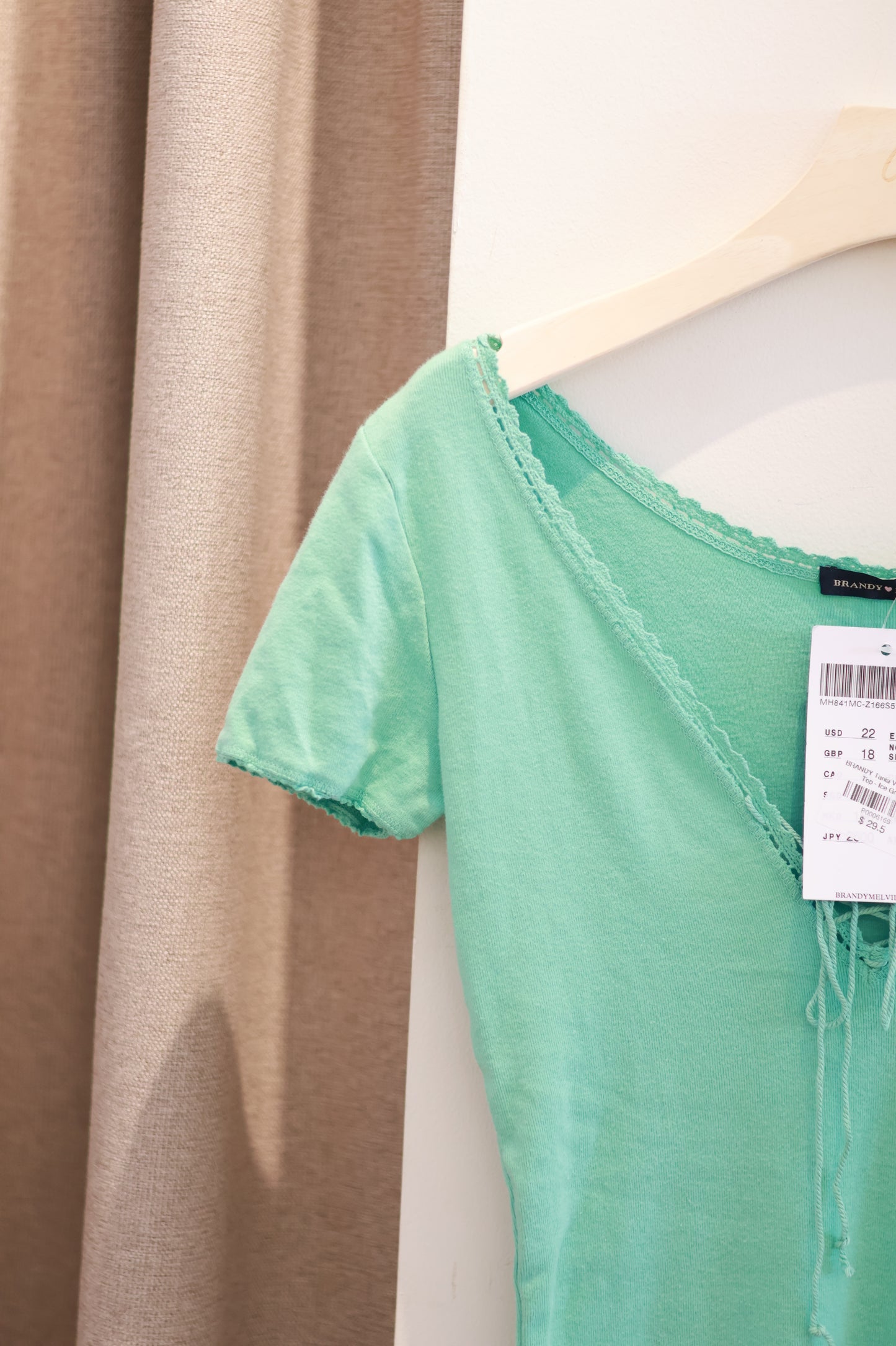 BRANDY Tania V-Neck Lace Top - Ice Green