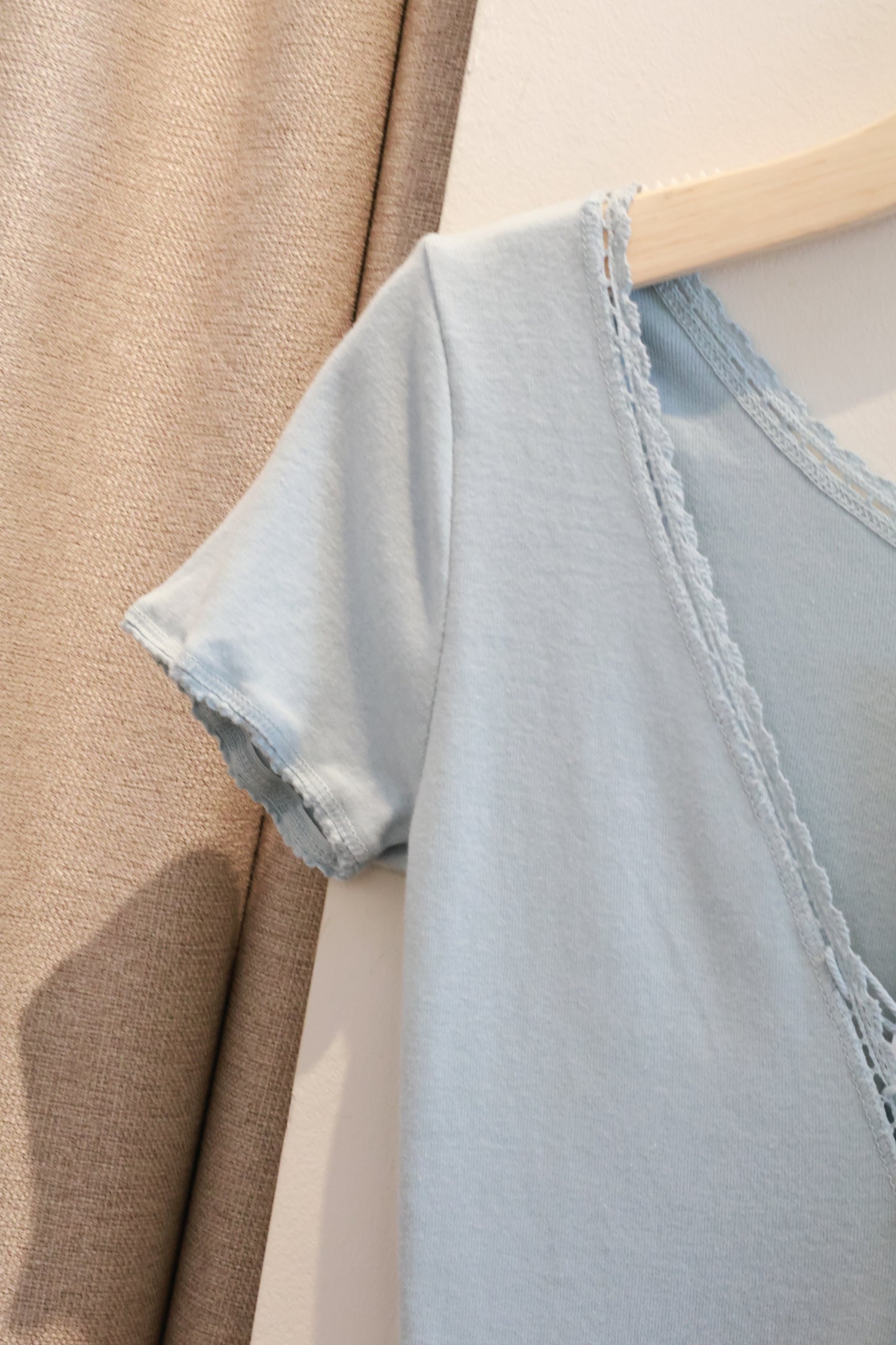 BRANDY Tania V-Neck Lace Top- BLUE