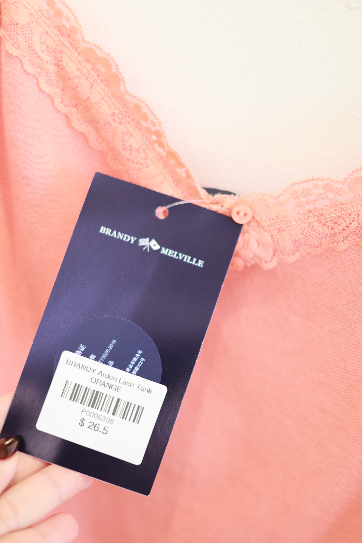 BRANDY Arden Lace Tank  -ORANGE