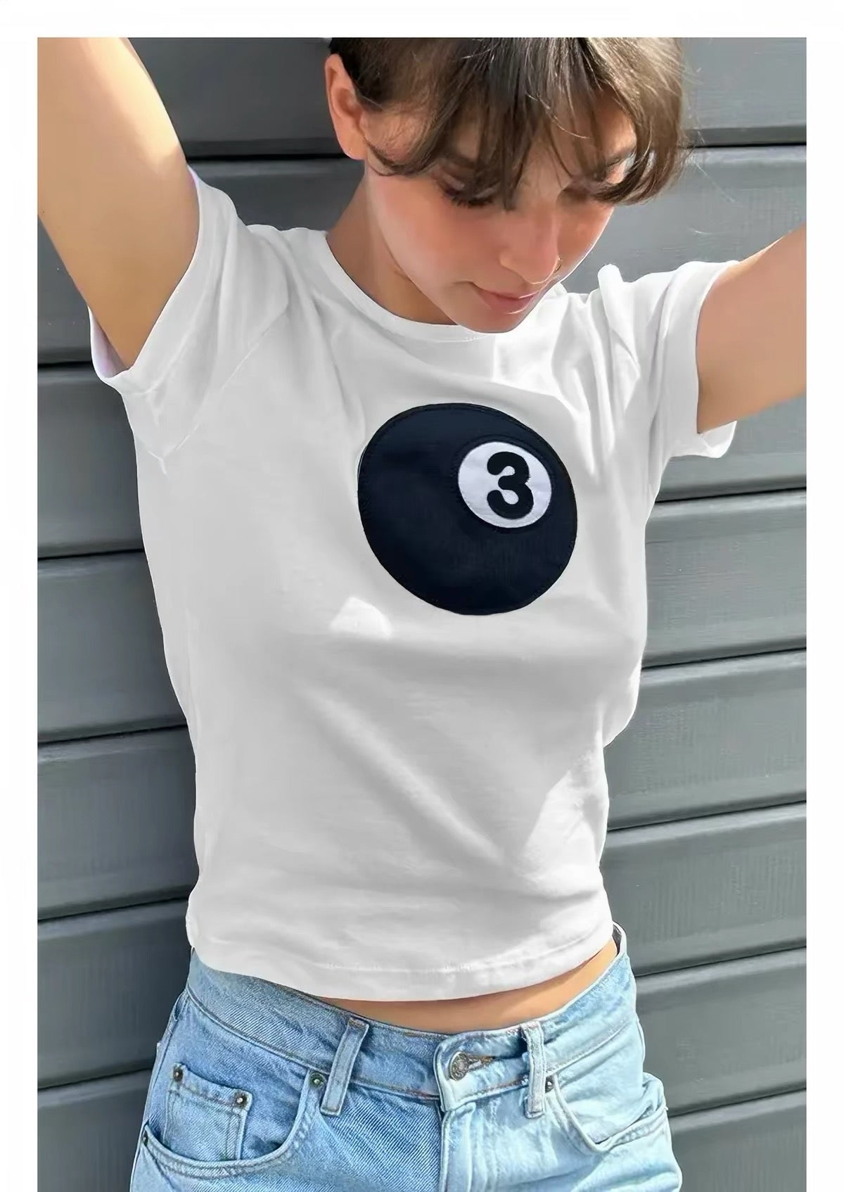 SUBDUED White Cropped Fitted T-Shirt