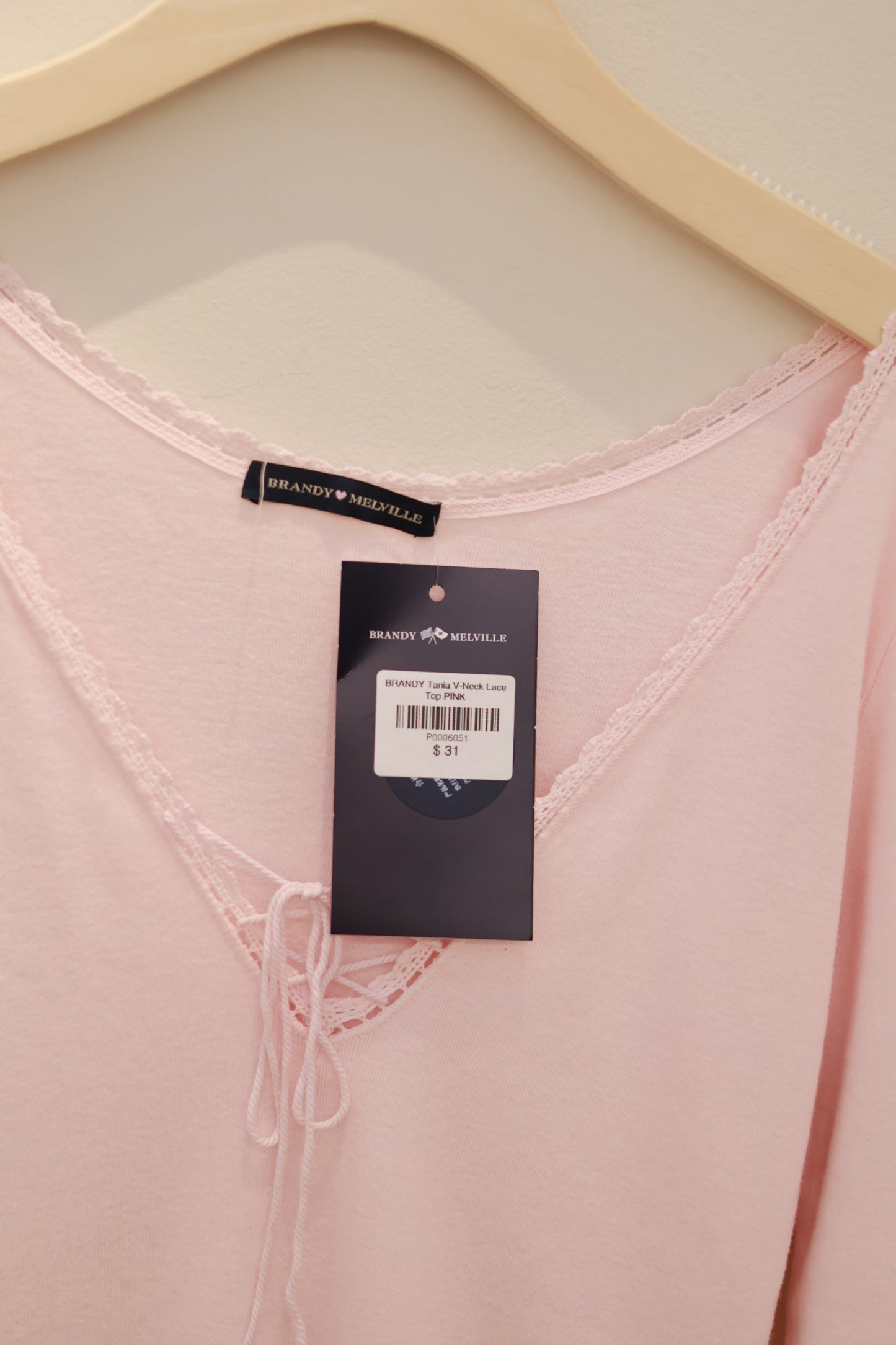 BRANDY Tania V-Neck Lace Top - Pink