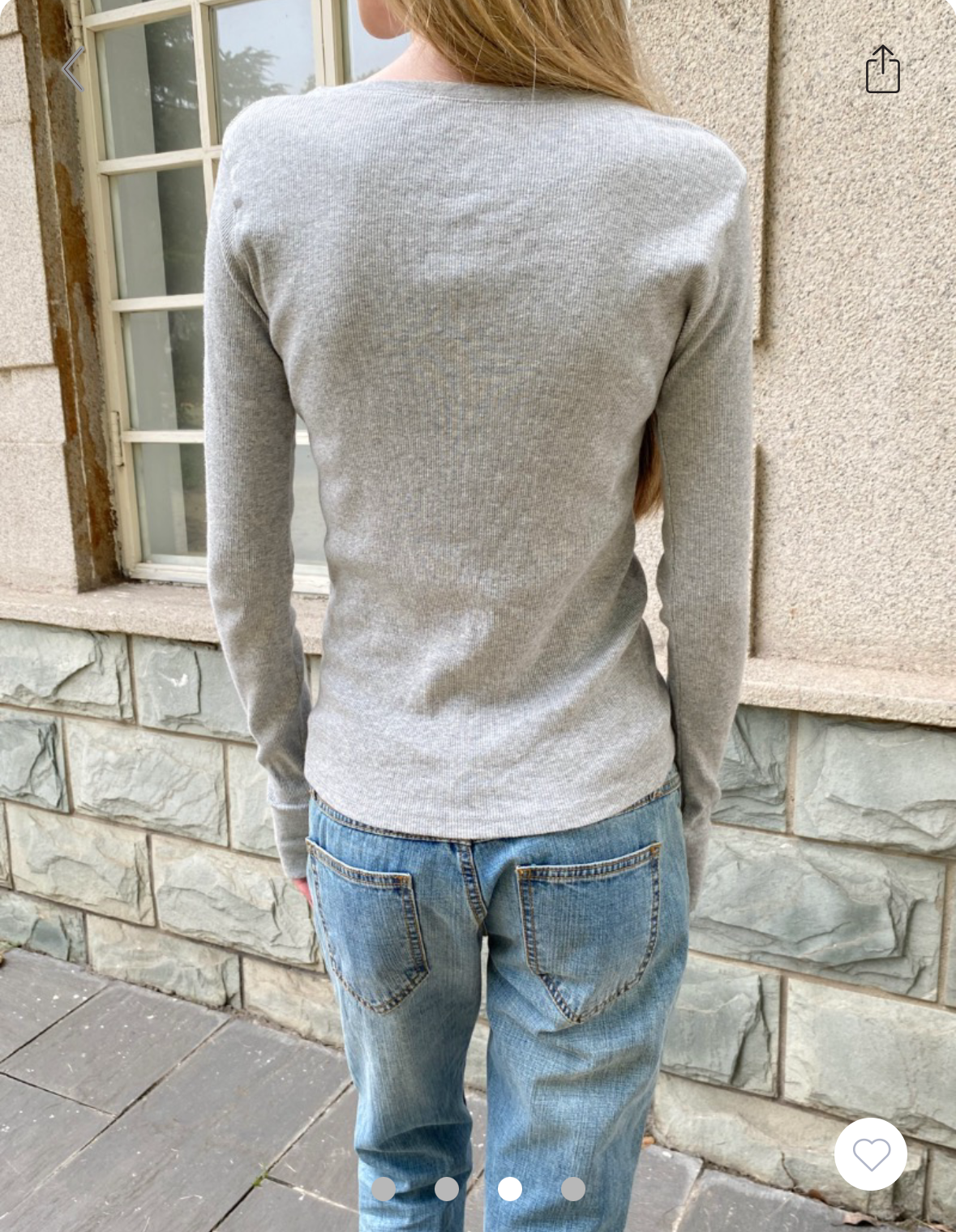 BRANDY MELVILLE Zelly Ribbed Top  -HEATHER GRAY