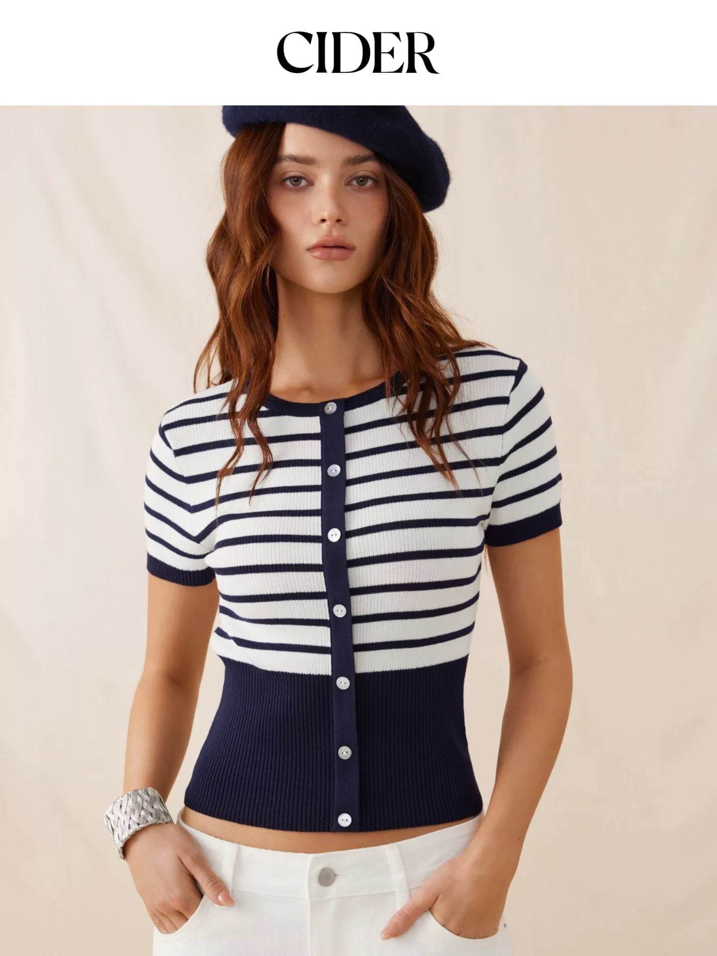 CIDER NAVY STRIPED TOP