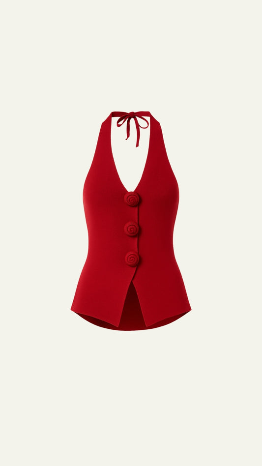 THREE ROSES HALTER TOP
