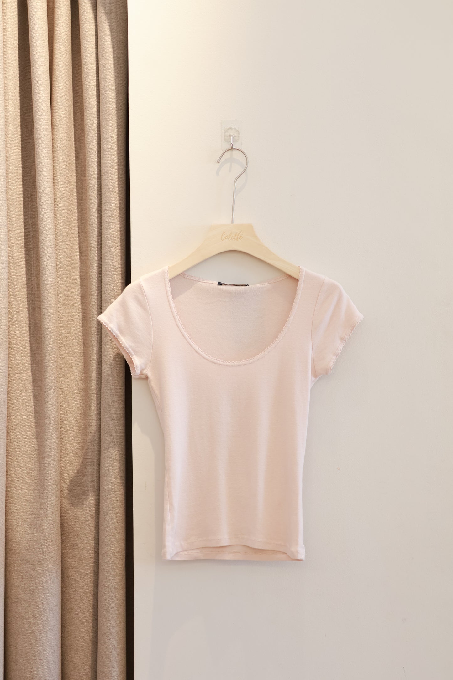 BRANDY Lesley Scalloped Trip Top - Light Pink