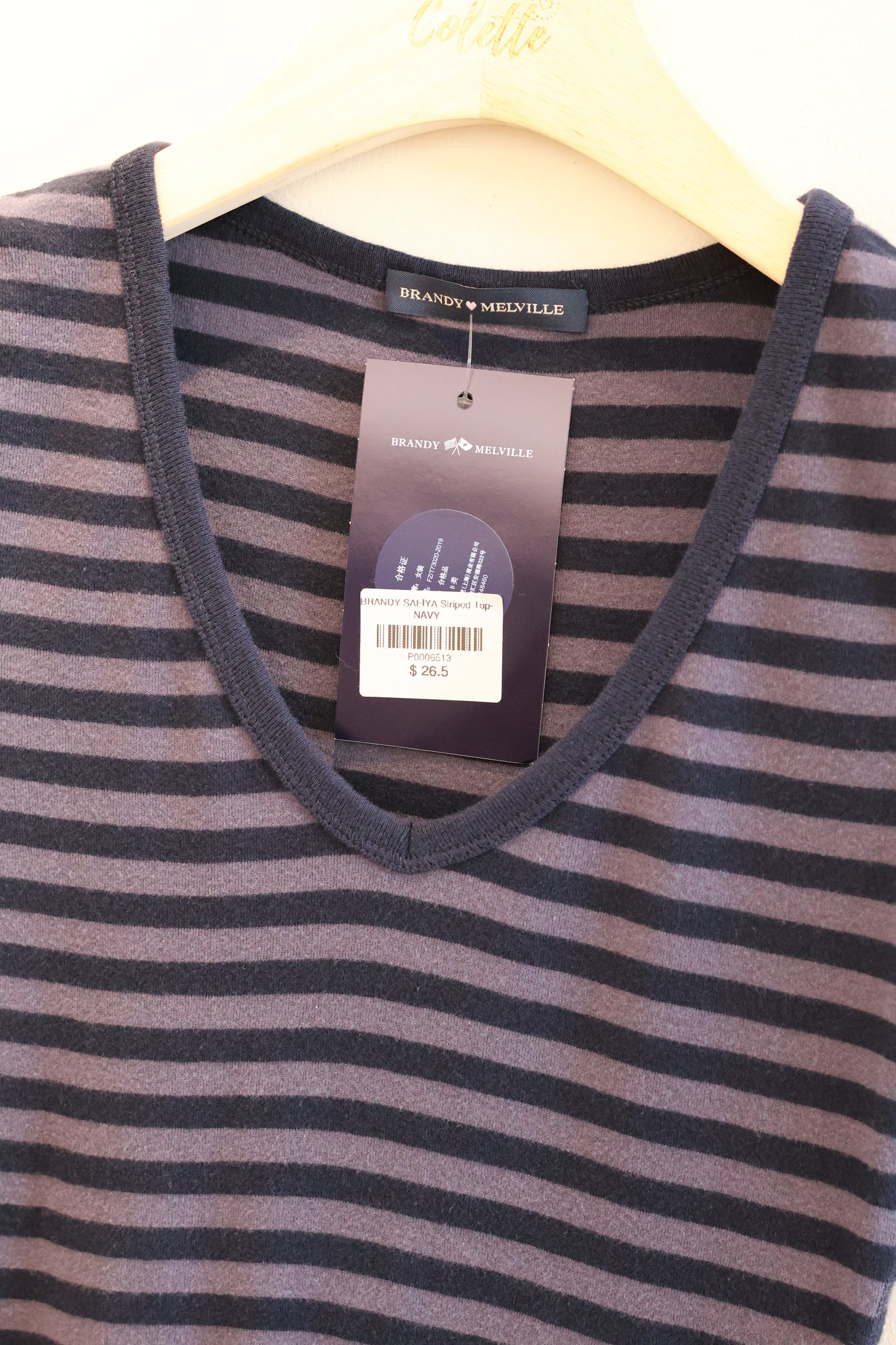 BRANDY SAFIYA Striped Top- NAVY