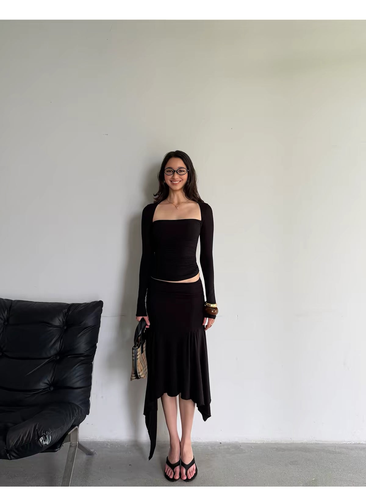 AUD Square Neck Long Sleeve Top