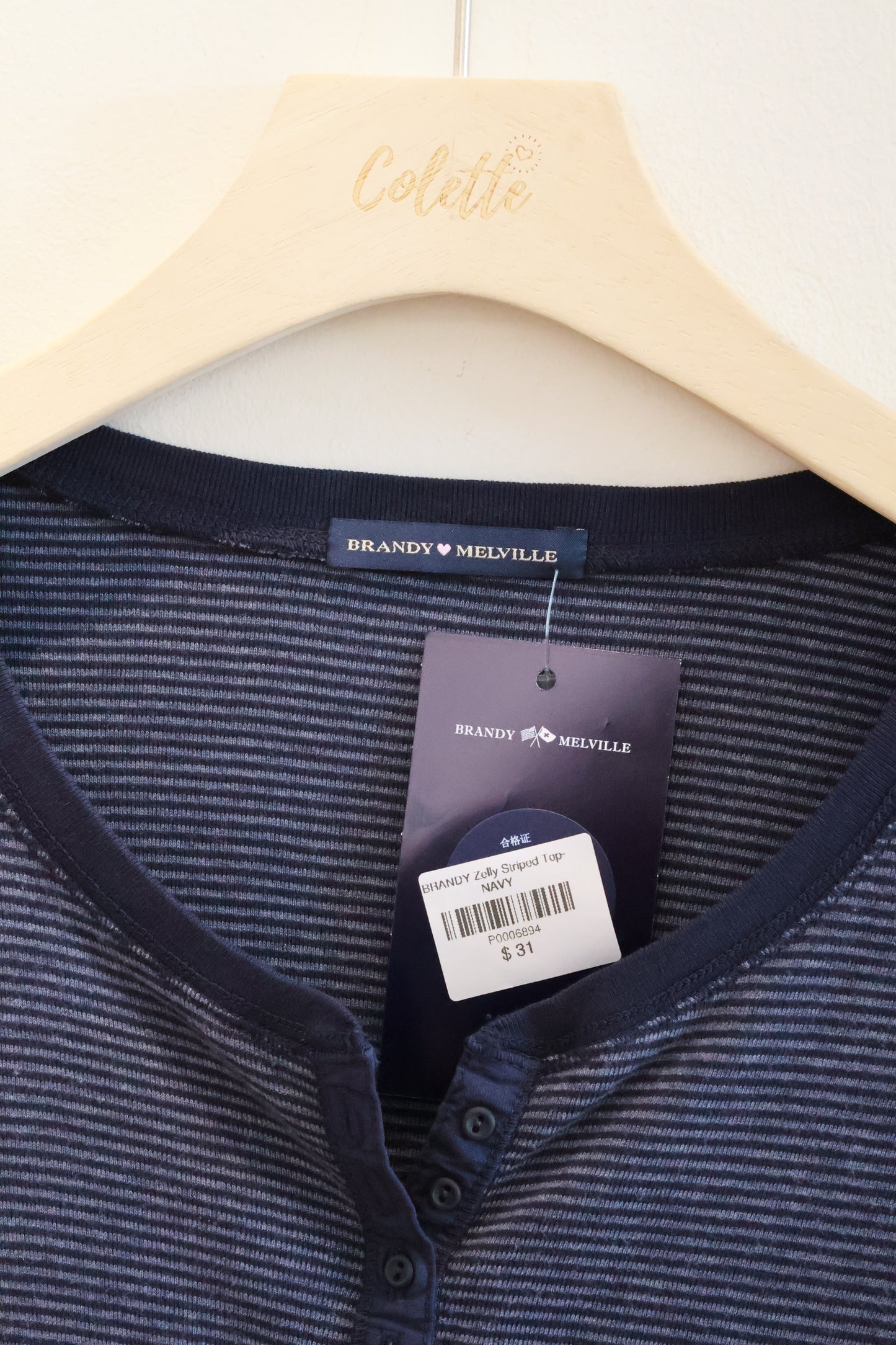 BRANDY Zelly Striped Top- NAVY