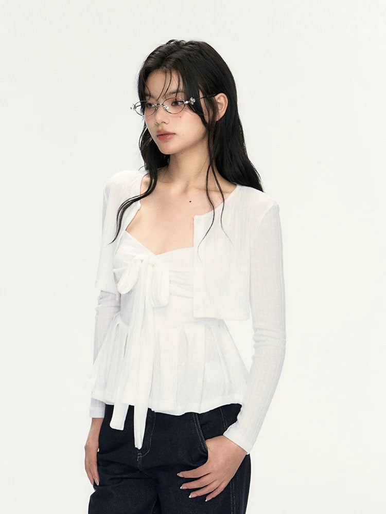 Ribbon tied flowy top