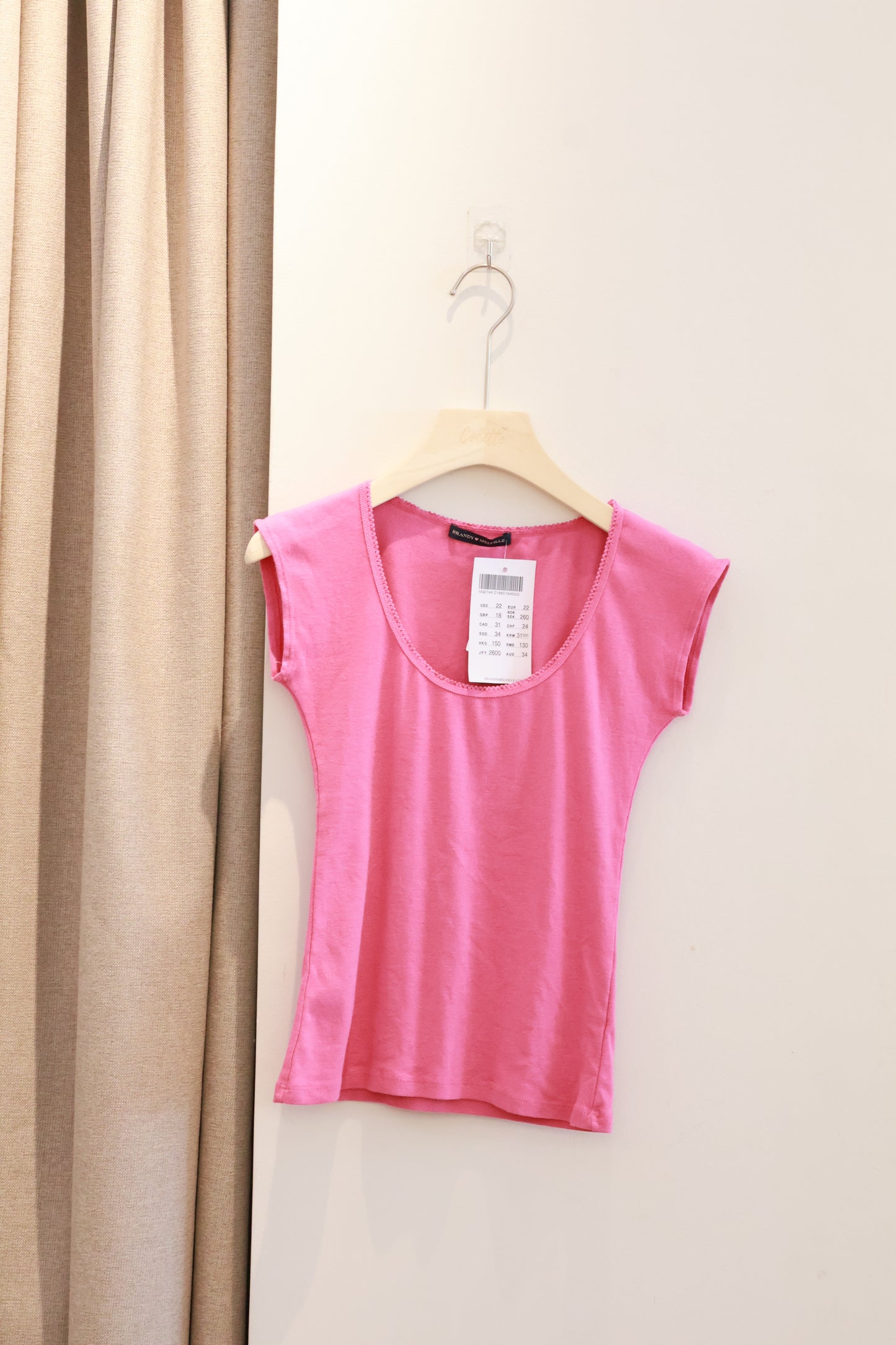 BRANDY Lesley Scalloped Trip Top  -ROSE RED