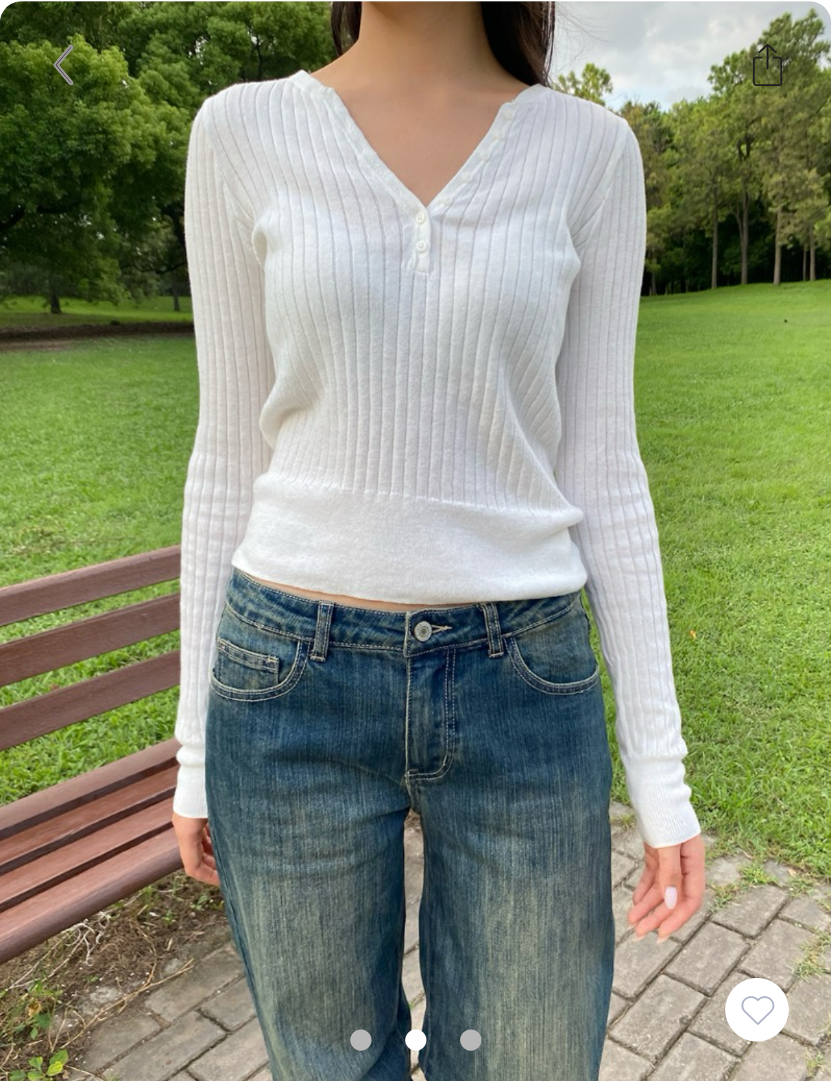 BRANDY MELVILLE Zelly Ribbed Top  -WHITE