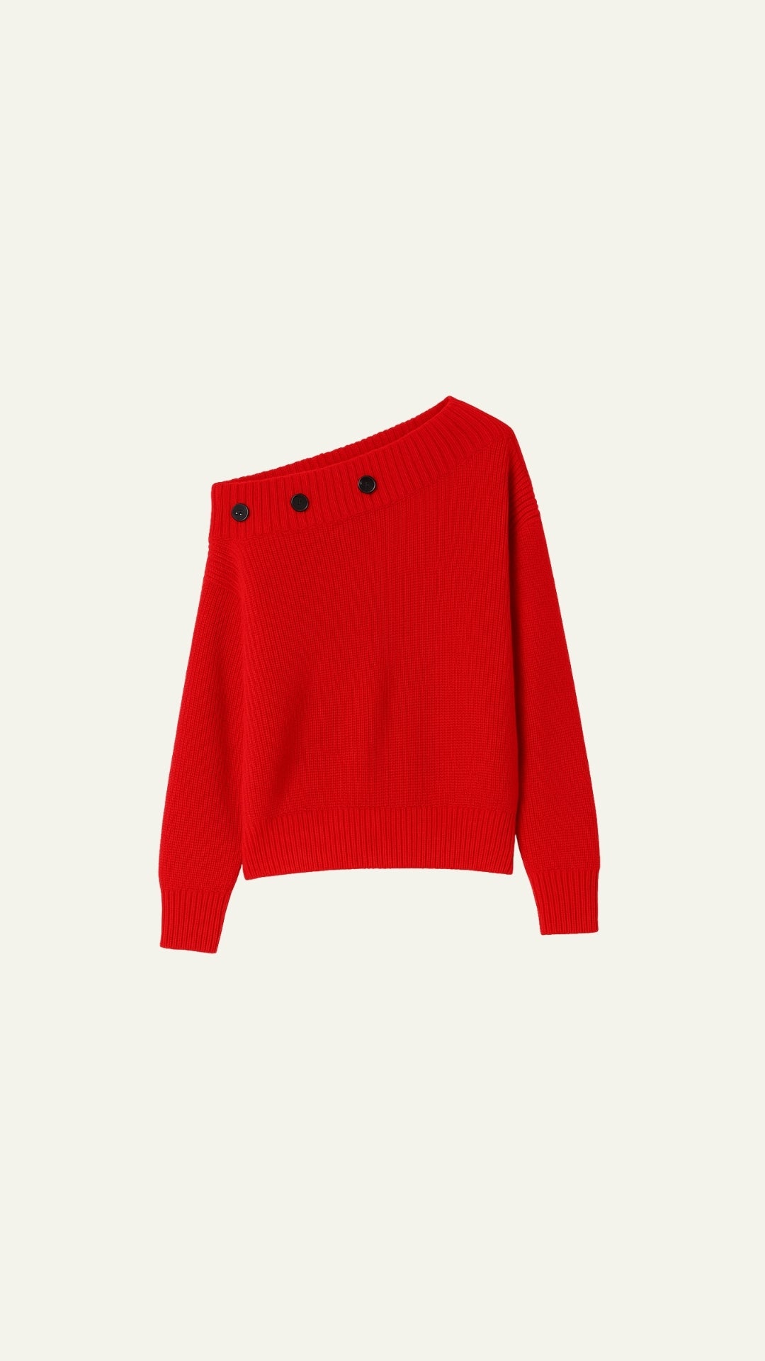 BLACK BUTTONS RED OFF SHOULDER TOP