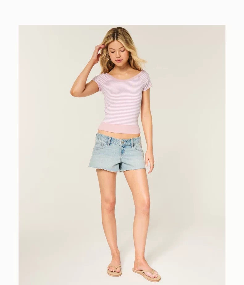Hollister Pink Striped Baby Tee