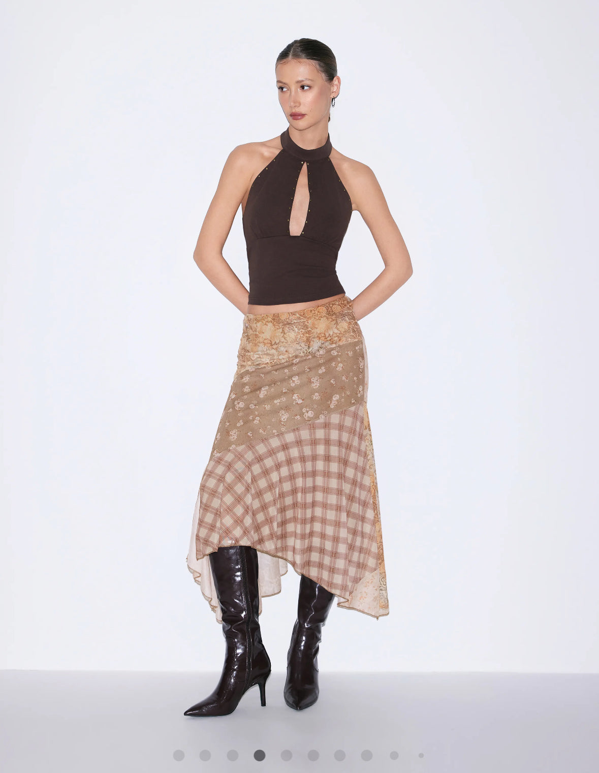 CIDER BROWN ASYM SKIRT