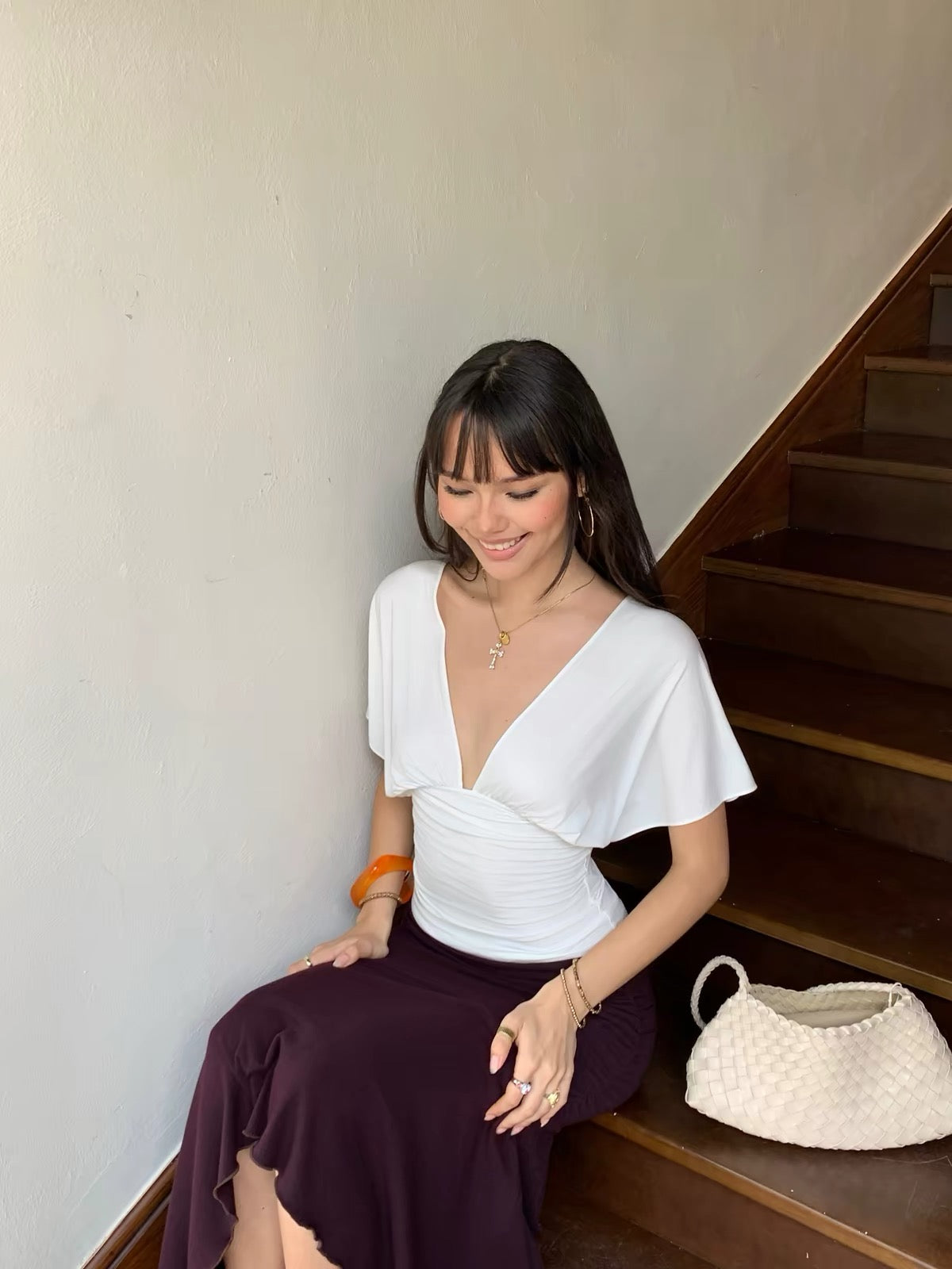 AUD V Short Sleeve Summer Butterfly Top