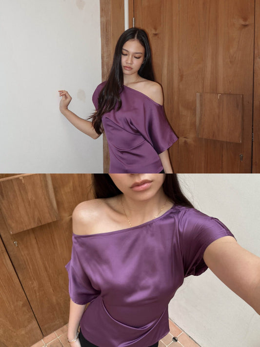 STUDIO RUE SATIN OFFSHOULDER