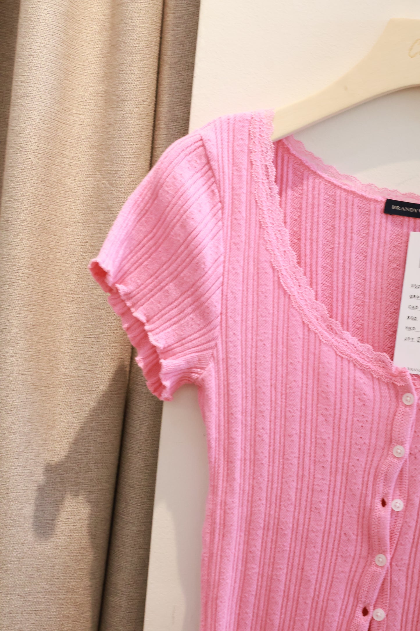 BRANDY Zelly Eyelet Top  -PEACH PINK