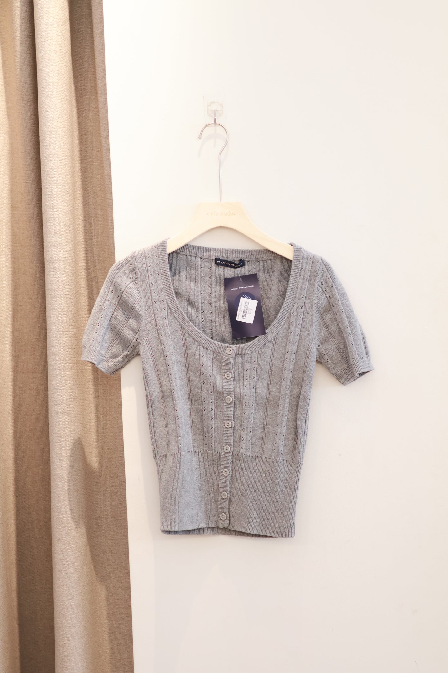 BRANDY Zelly Eyelet Top - Grey