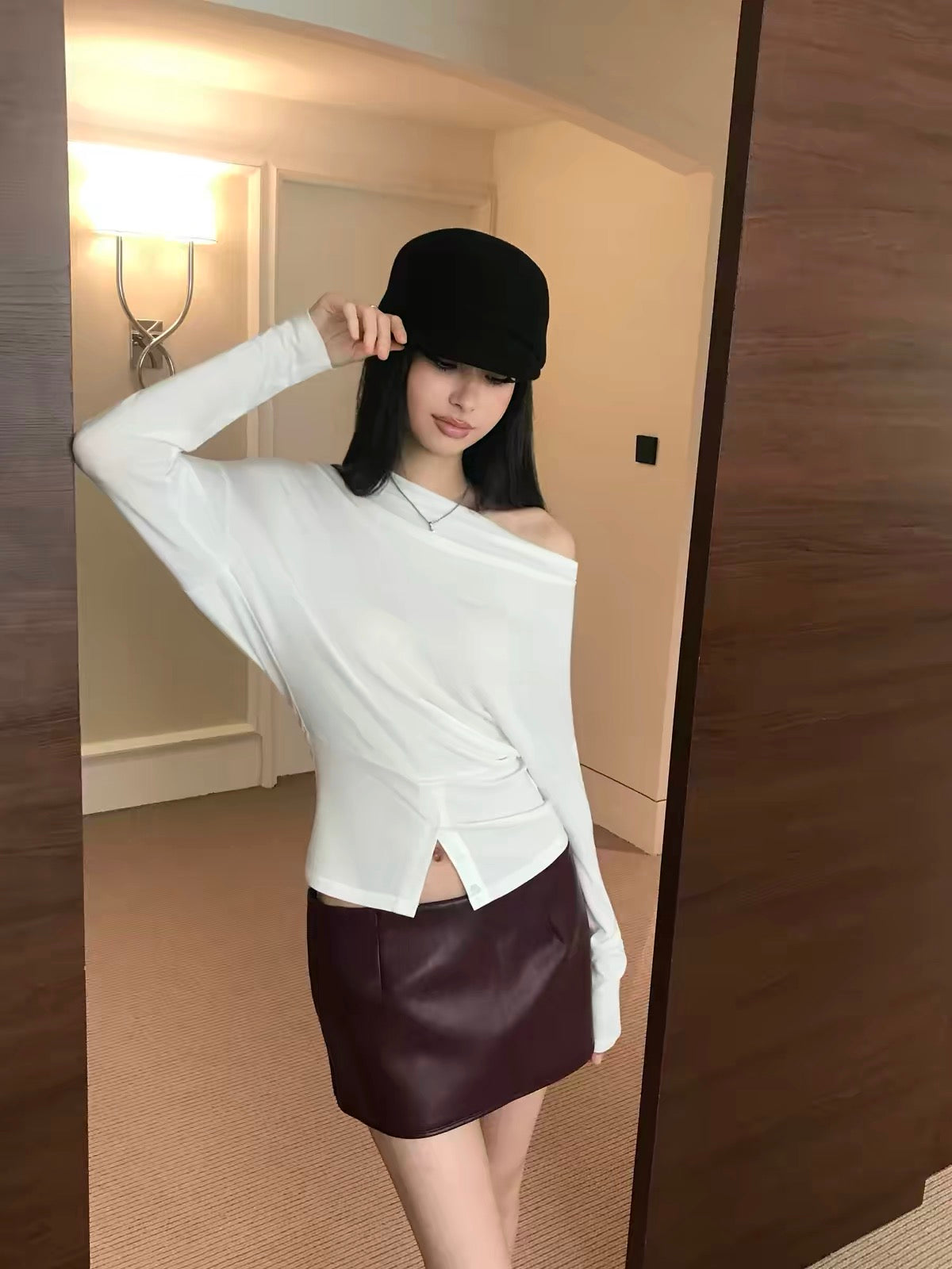 AUD Cowl Neck Long Sleeve Knit Top