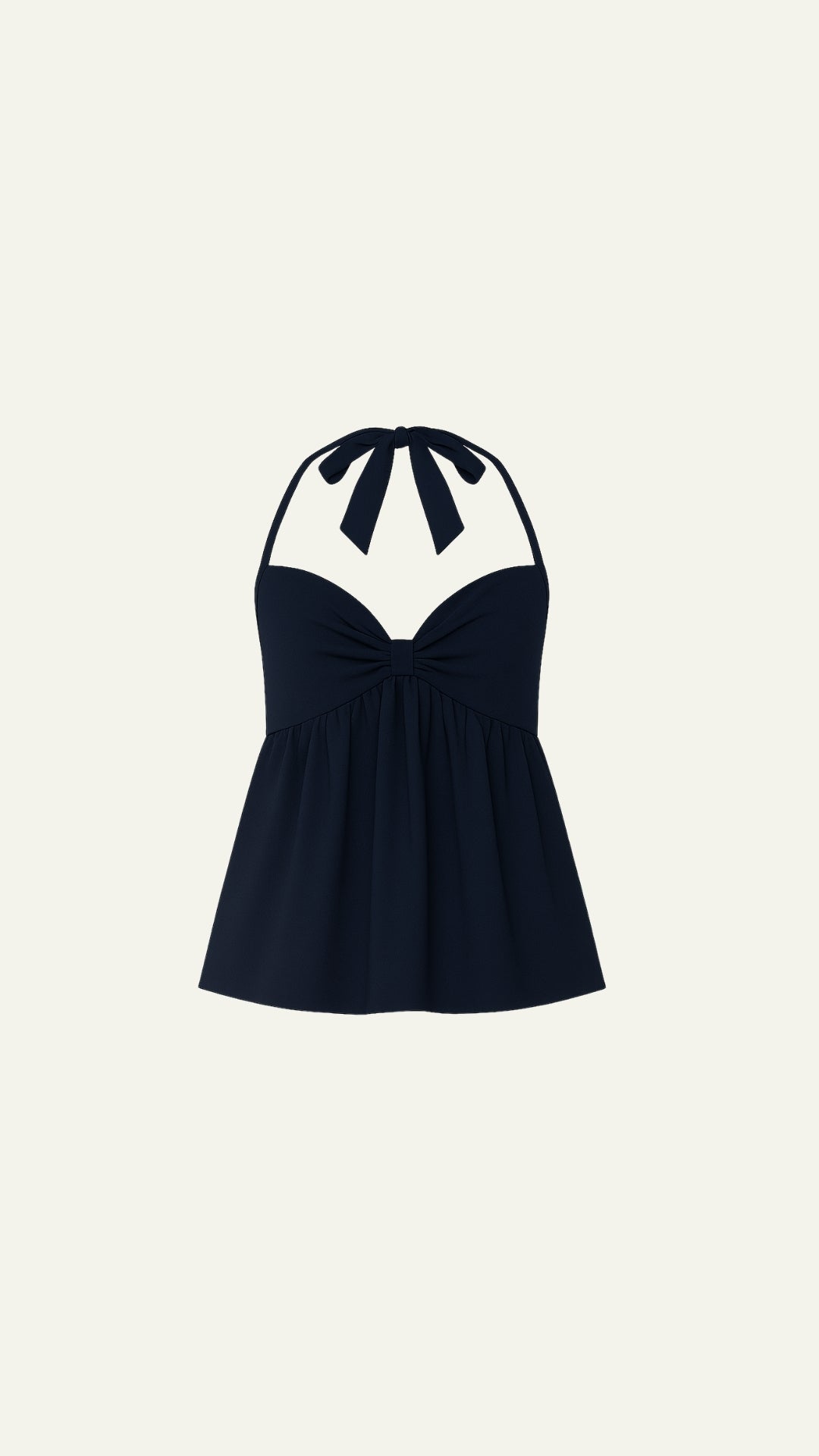 NAVY BOW HALTER TOP