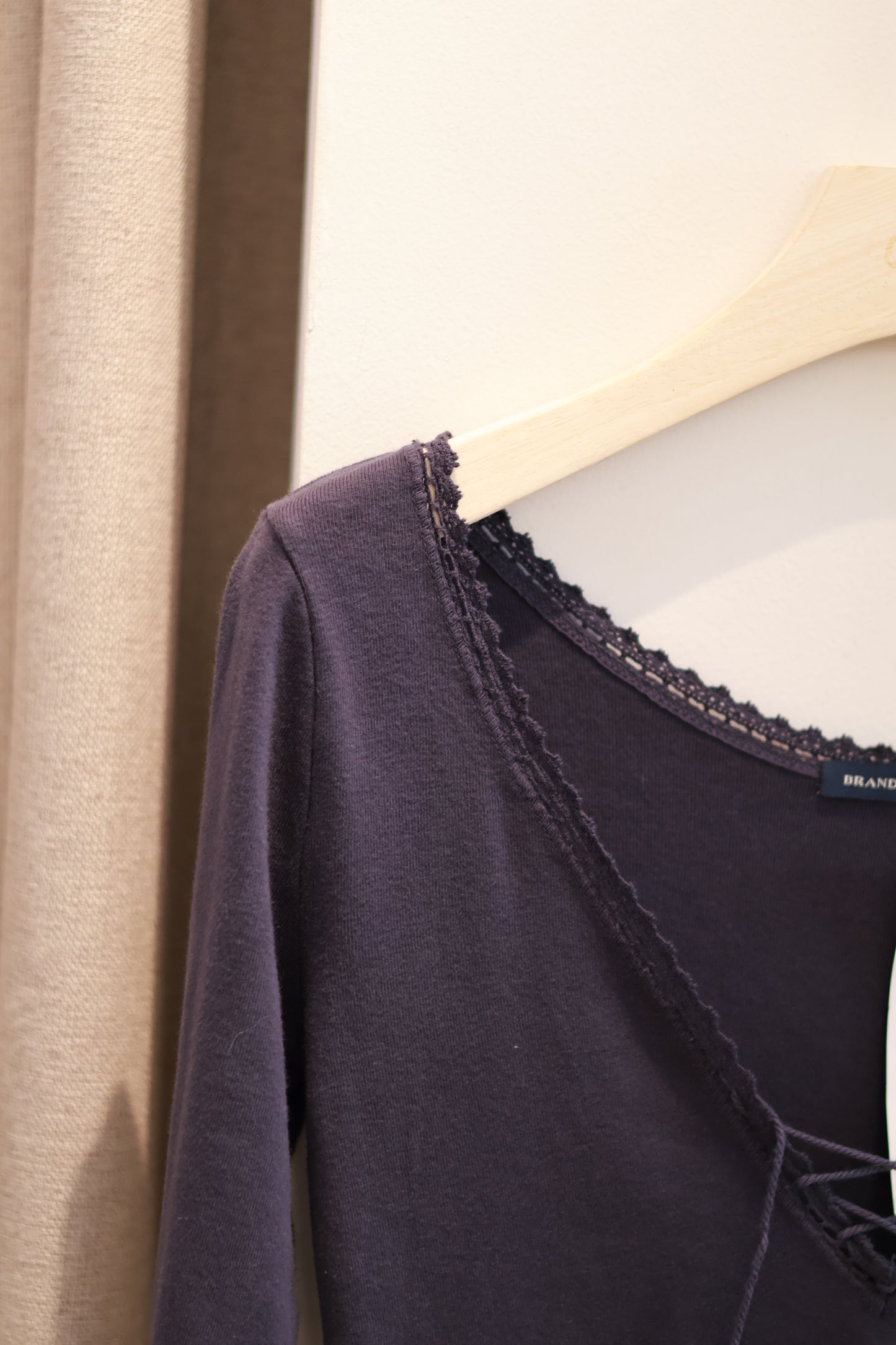 BRANDY Tania V-Neck Lace Top - Navy