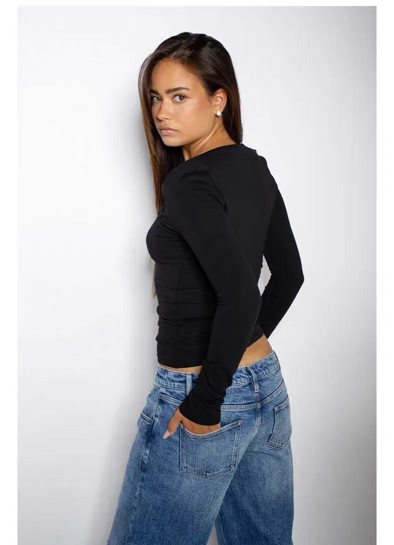 Subdued Black Lace Long Sleeve Top
