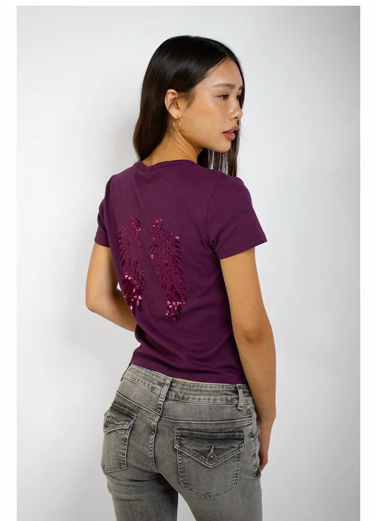 SUBDUED Plum Purple WINGS Tee