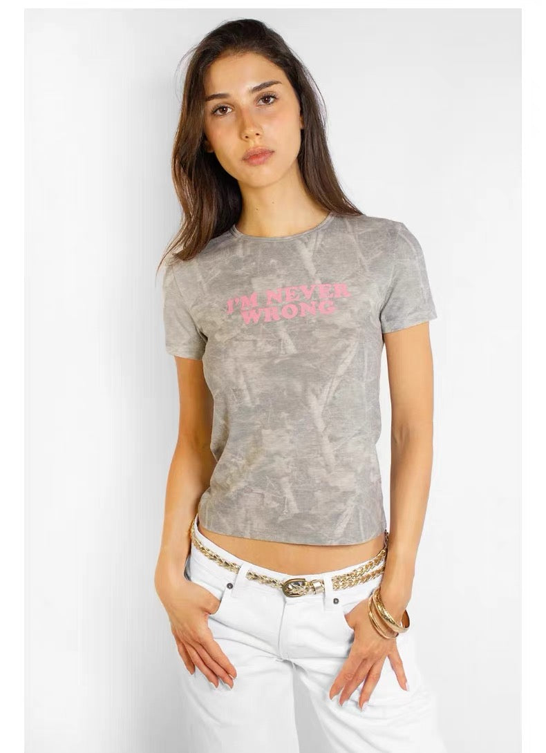 SUBDUED Round Neck Graphic Tee - Fog Grey
