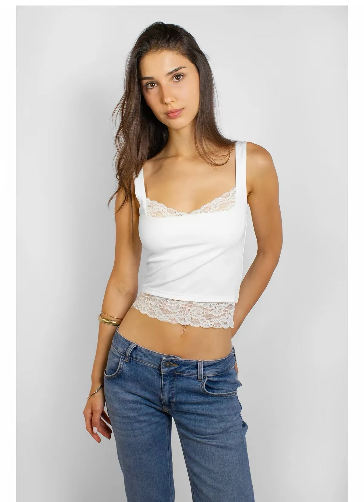 SUBDUED White Tank Top- Lace