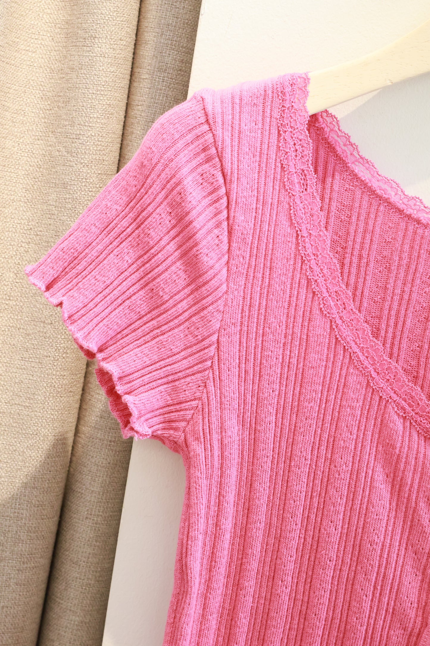 BRANDY Zelly Eyelet Top  -ROSE RED