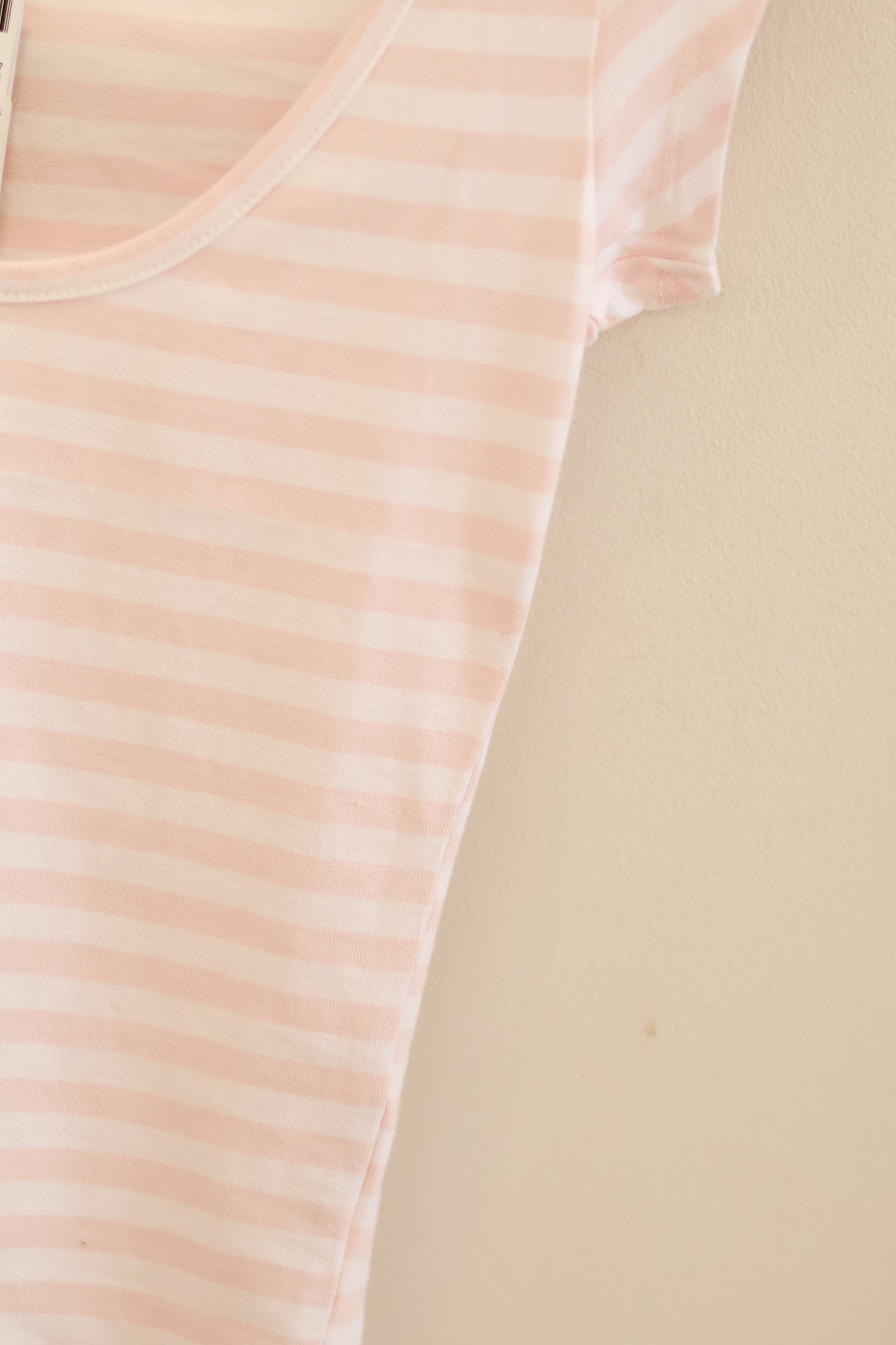 SUBDUED U-Neck Stripe Top - Pink White Stripe