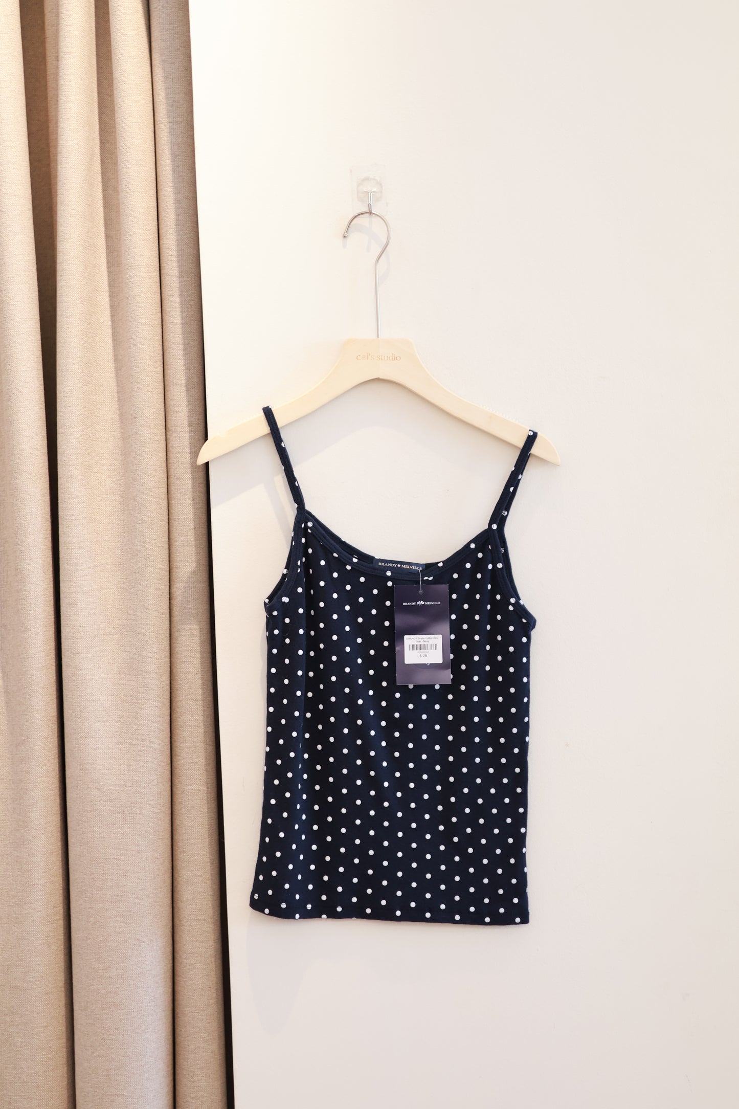 BRANDY Skylar Polka Dots Tank- navy