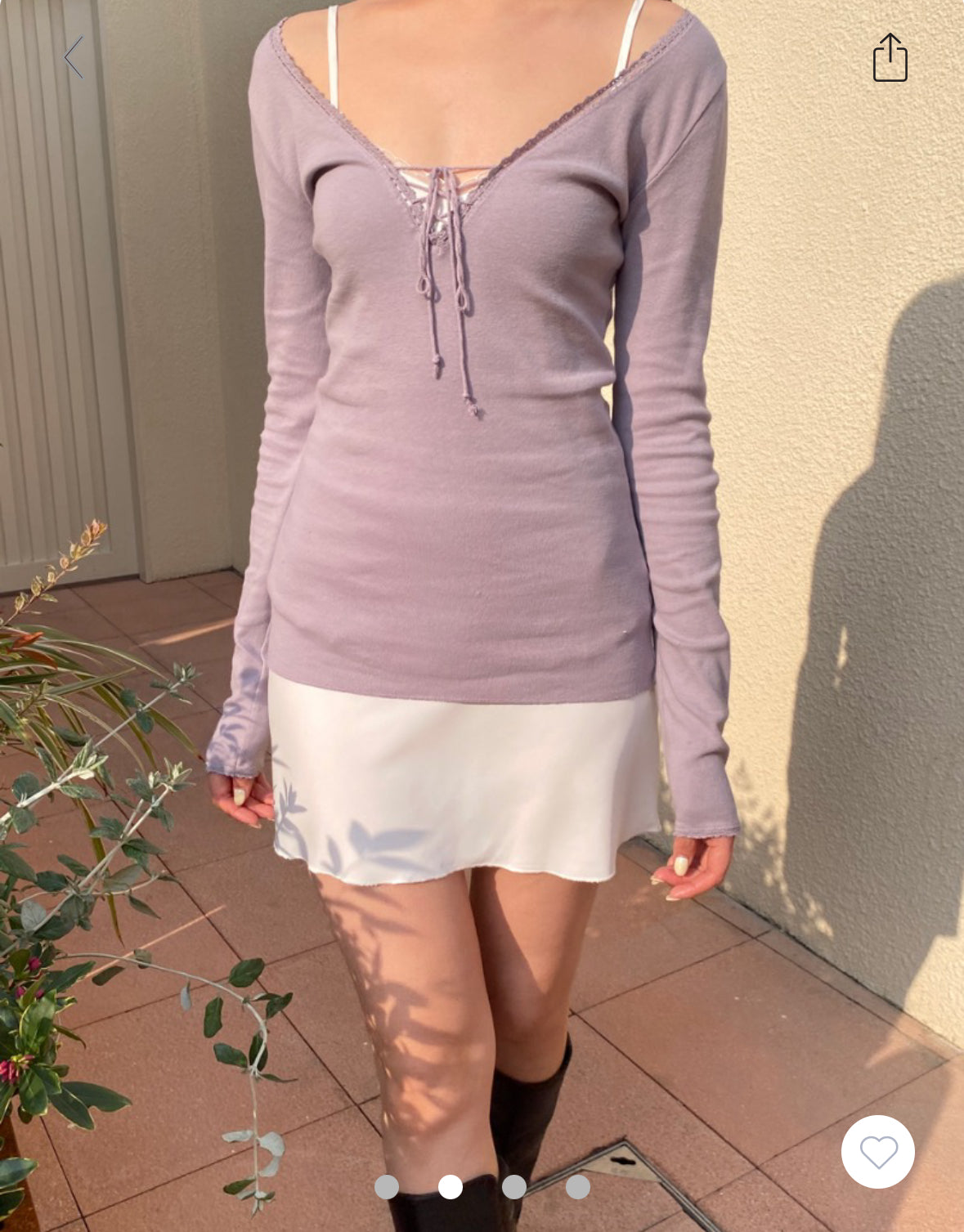 Tania V-Neck Lace Top - purple gray