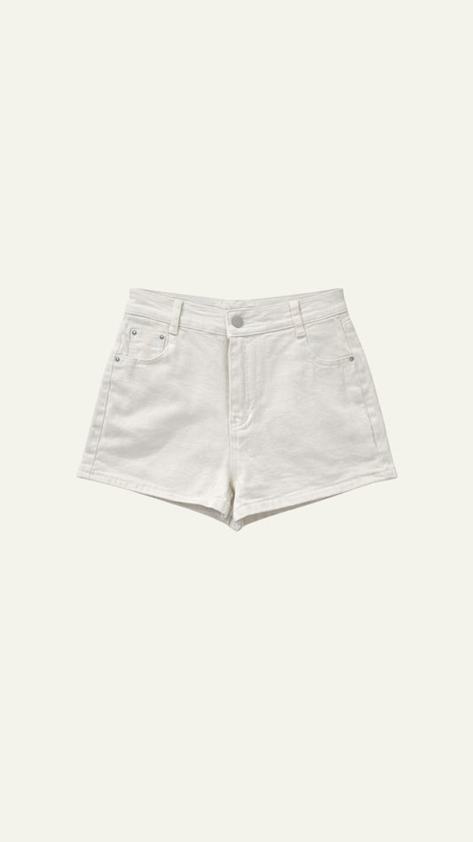 WHITE DENIM SHORTS