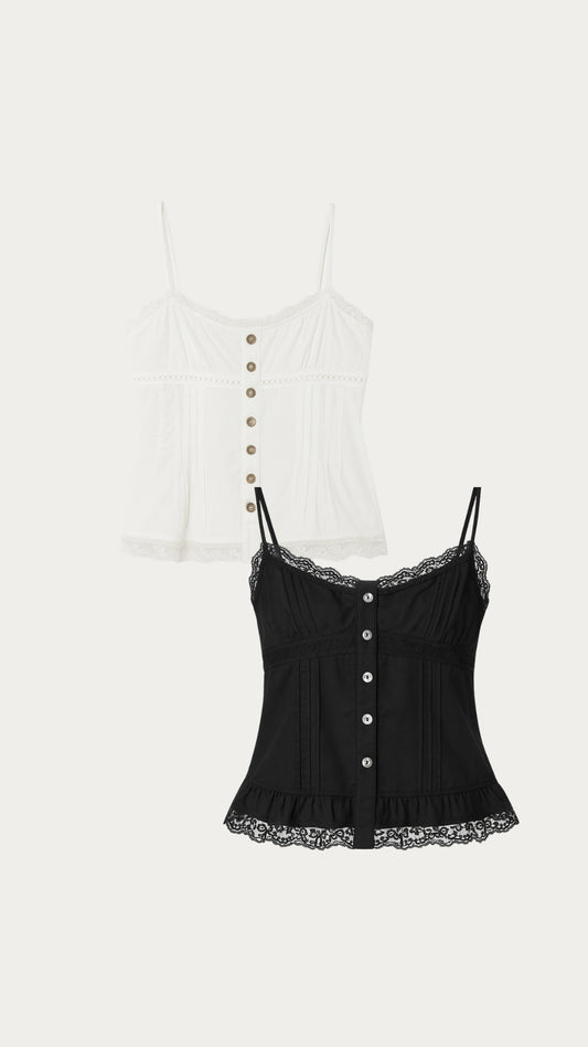 Lace buttons flowy top