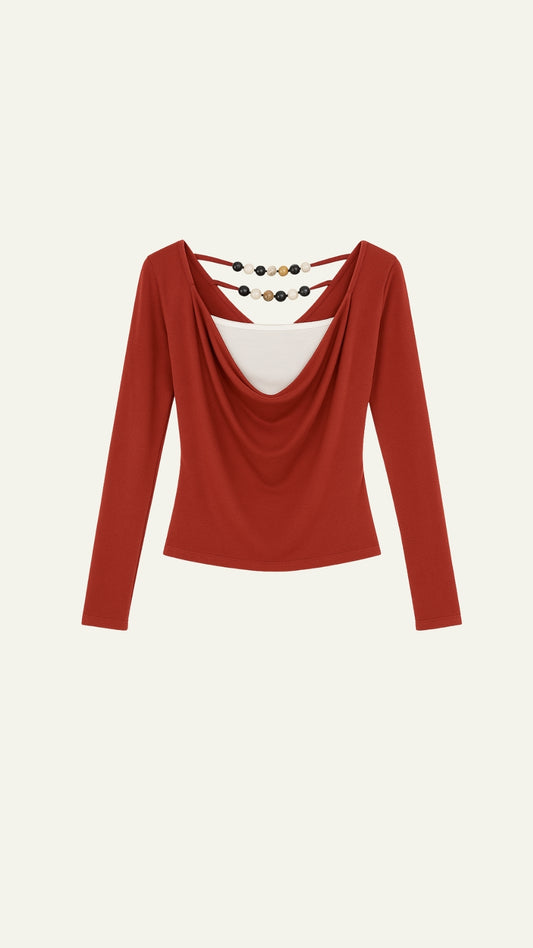 BEATS RED LONG SLEEVE TOP