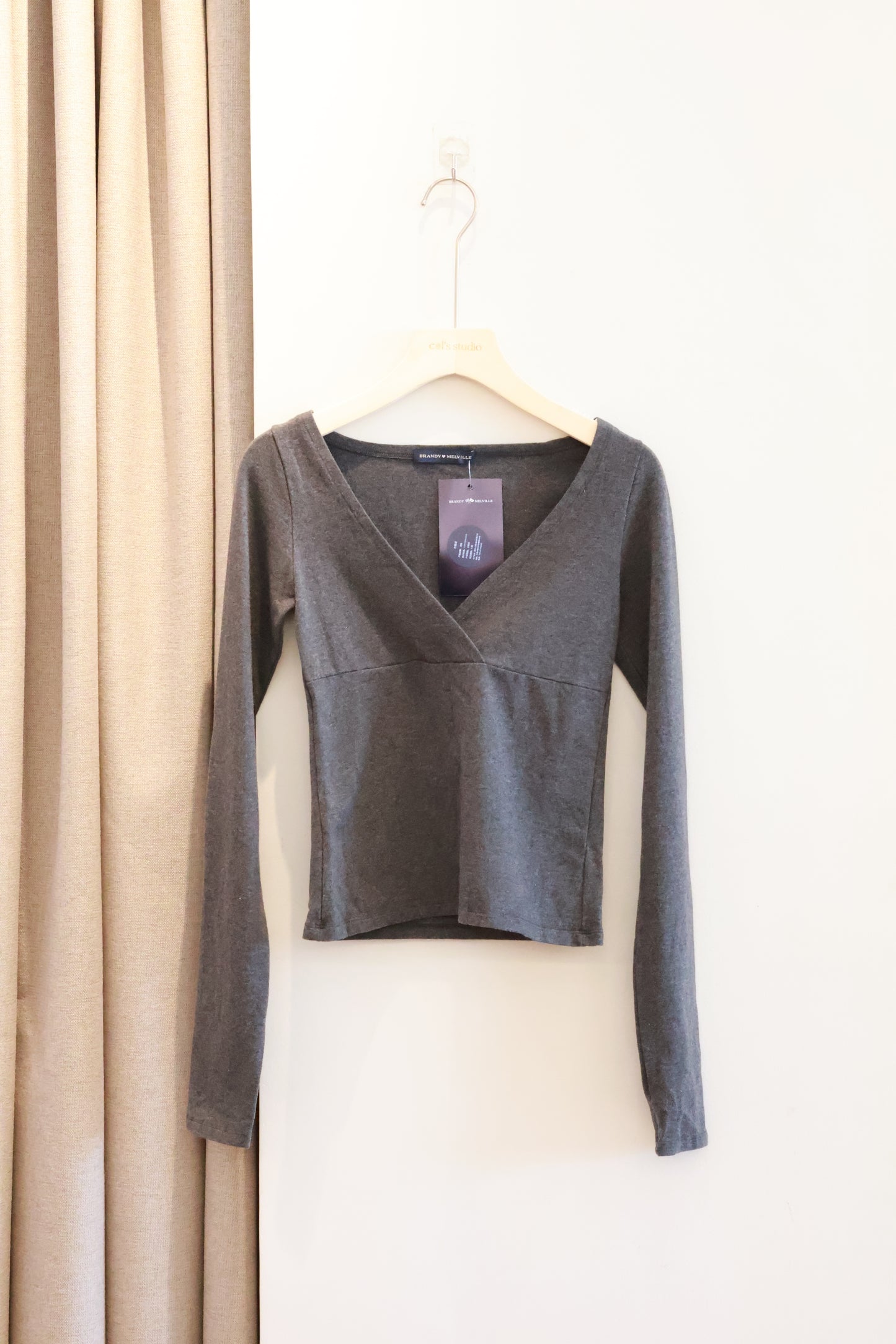 BRANDY Amara Top  -LONG -BLACK GREY