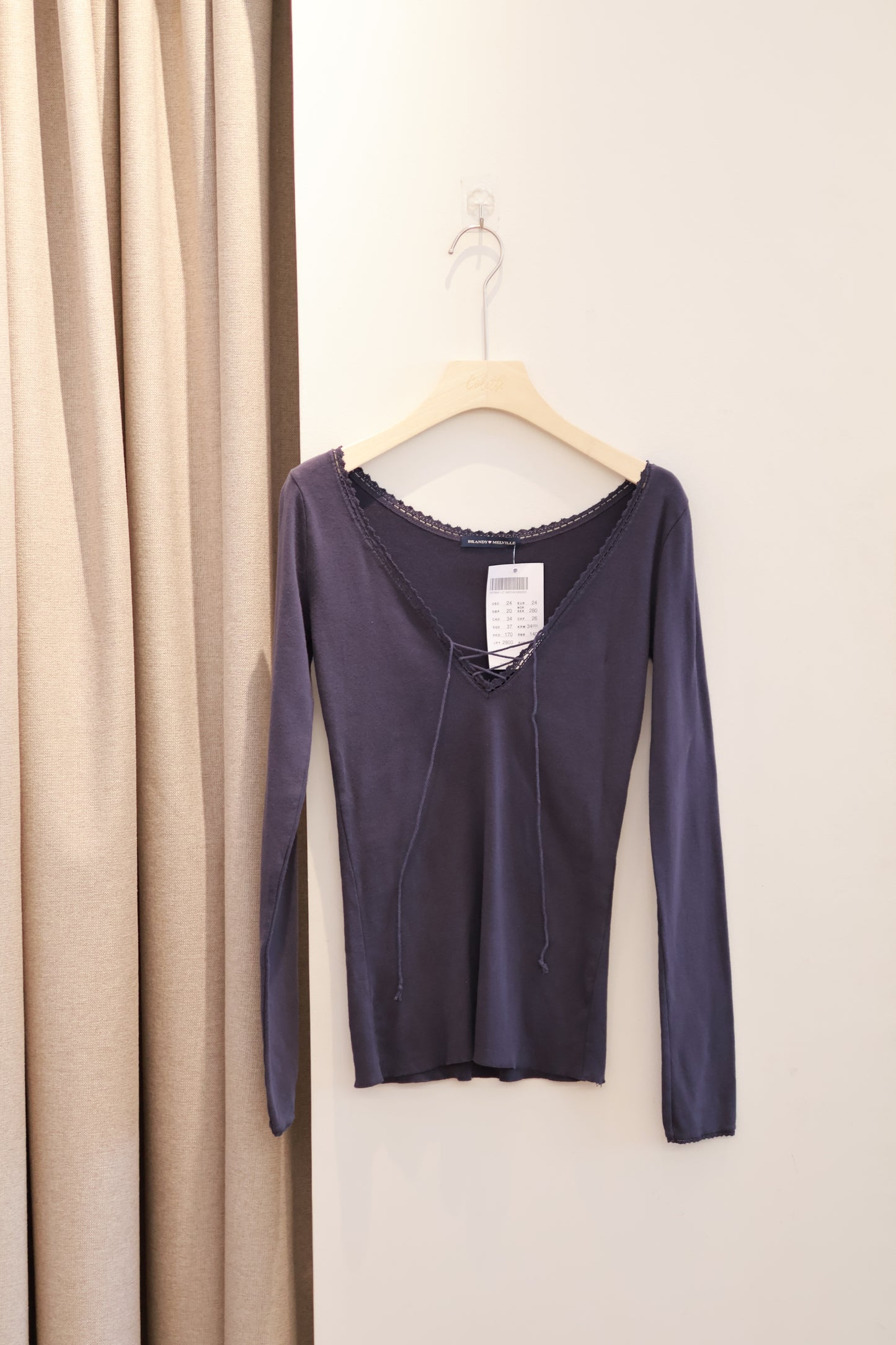 BRANDY Tania V-Neck Lace Top - Navy