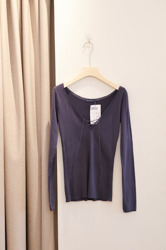 BRANDY Tania V-Neck Lace Top - Navy
